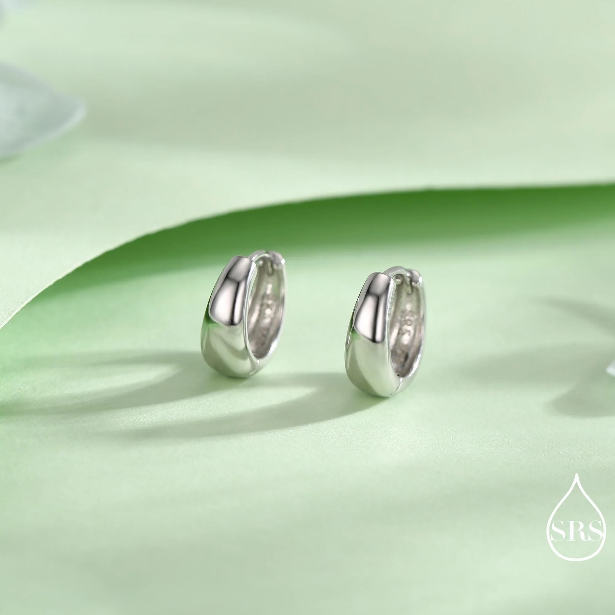 Mini Chunky Hoop Earrings in Sterling Silver, Chubby Hoop Earrings, Chunky Hoop Earrings, Silver or Gold - Image 4