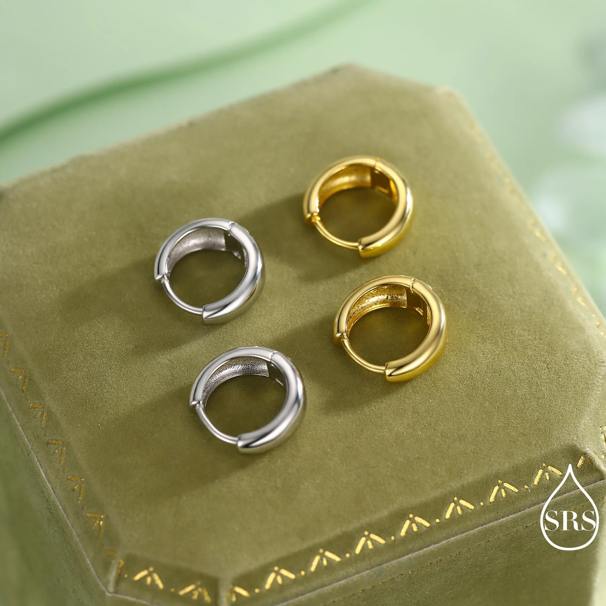 Mini Chunky Hoop Earrings in Sterling Silver, Chubby Hoop Earrings, Chunky Hoop Earrings, Silver or Gold - Image 8