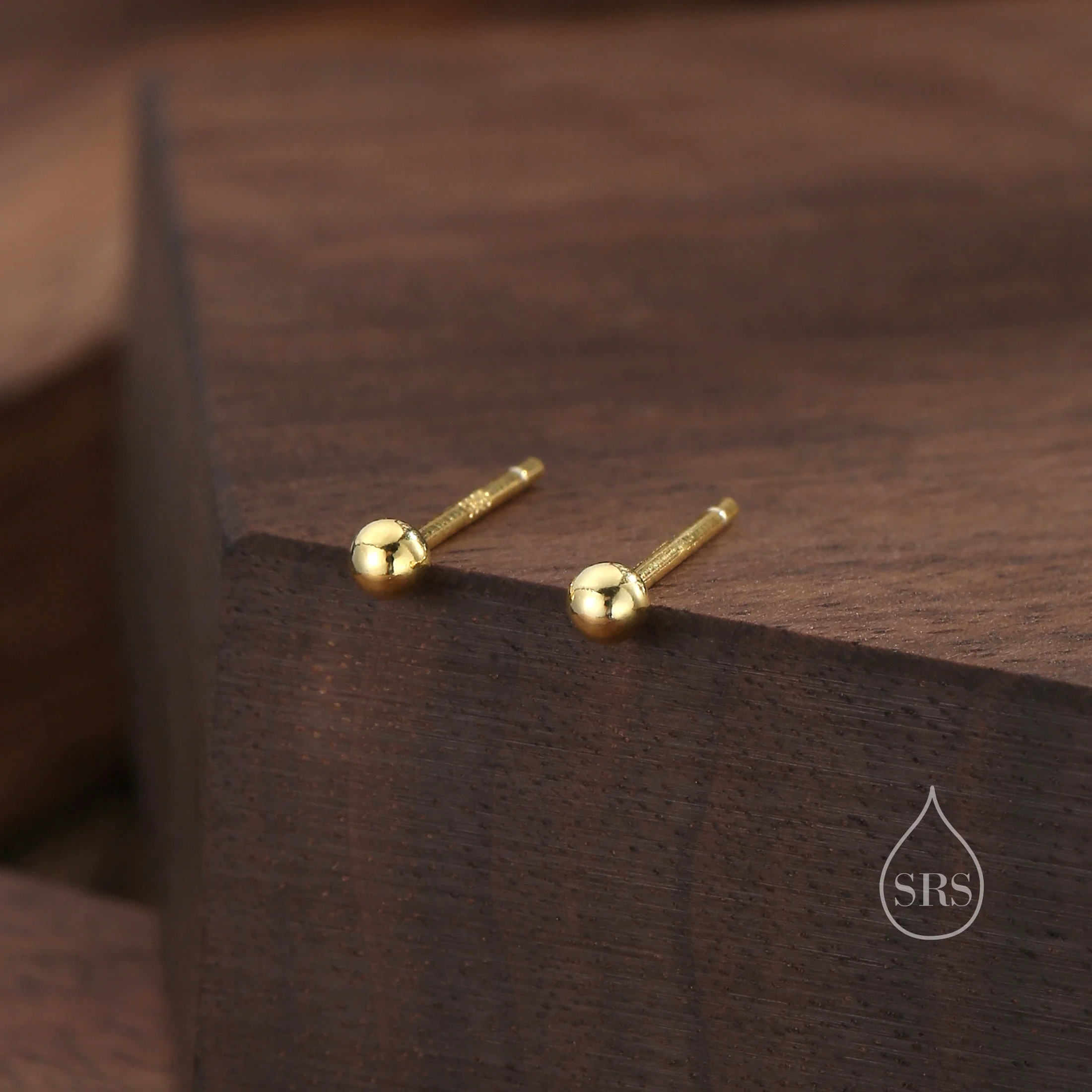 Minimalist Ball Stud Earrings in Sterling Silver, Gold Plated Sterling Silver, Simple Ball Stud, Tiny Ball Stud, 2mm 3mm 4mm 5mm - Image 2