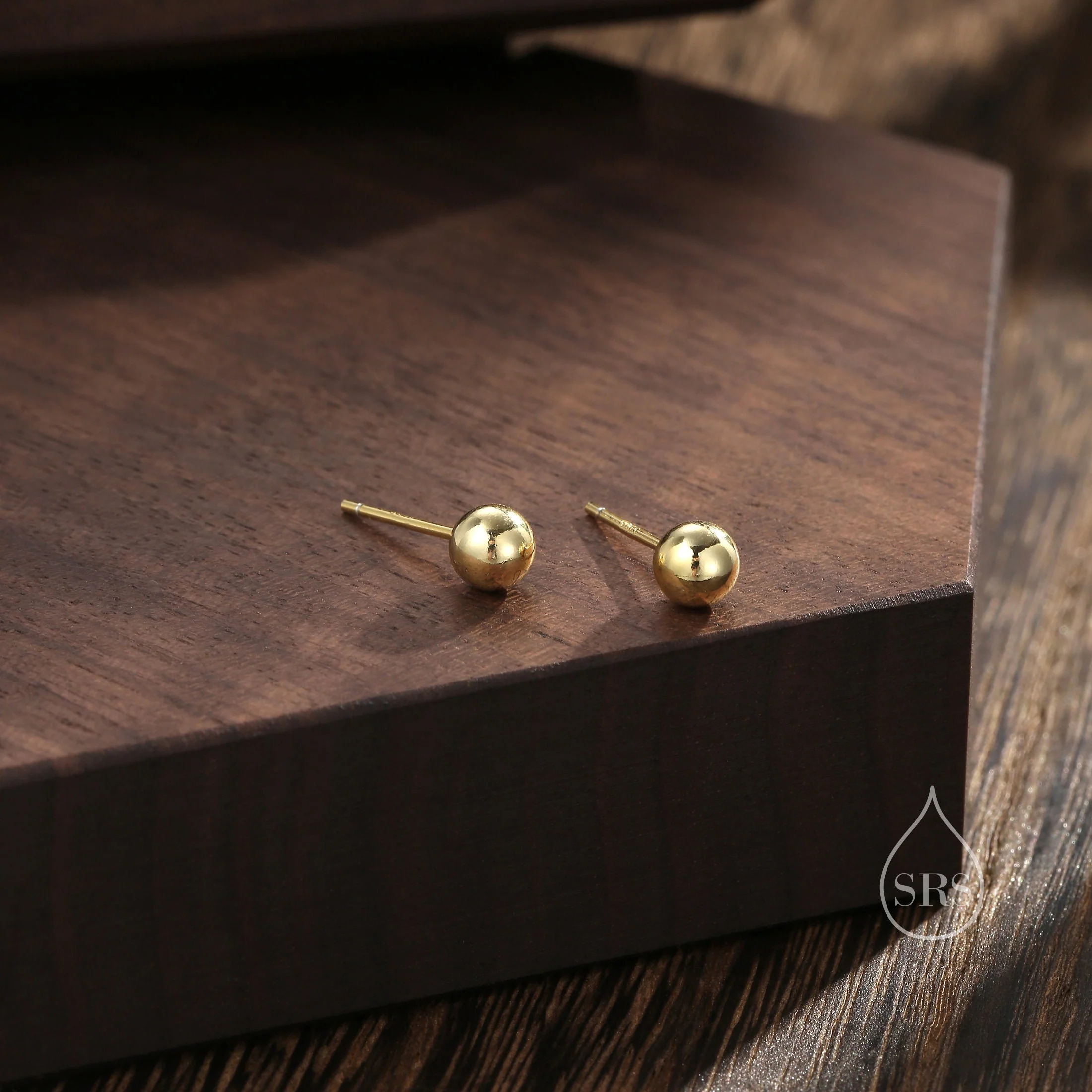 Minimalist Ball Stud Earrings in Sterling Silver, Gold Plated Sterling Silver, Simple Ball Stud, Tiny Ball Stud, 2mm 3mm 4mm 5mm - Image 3