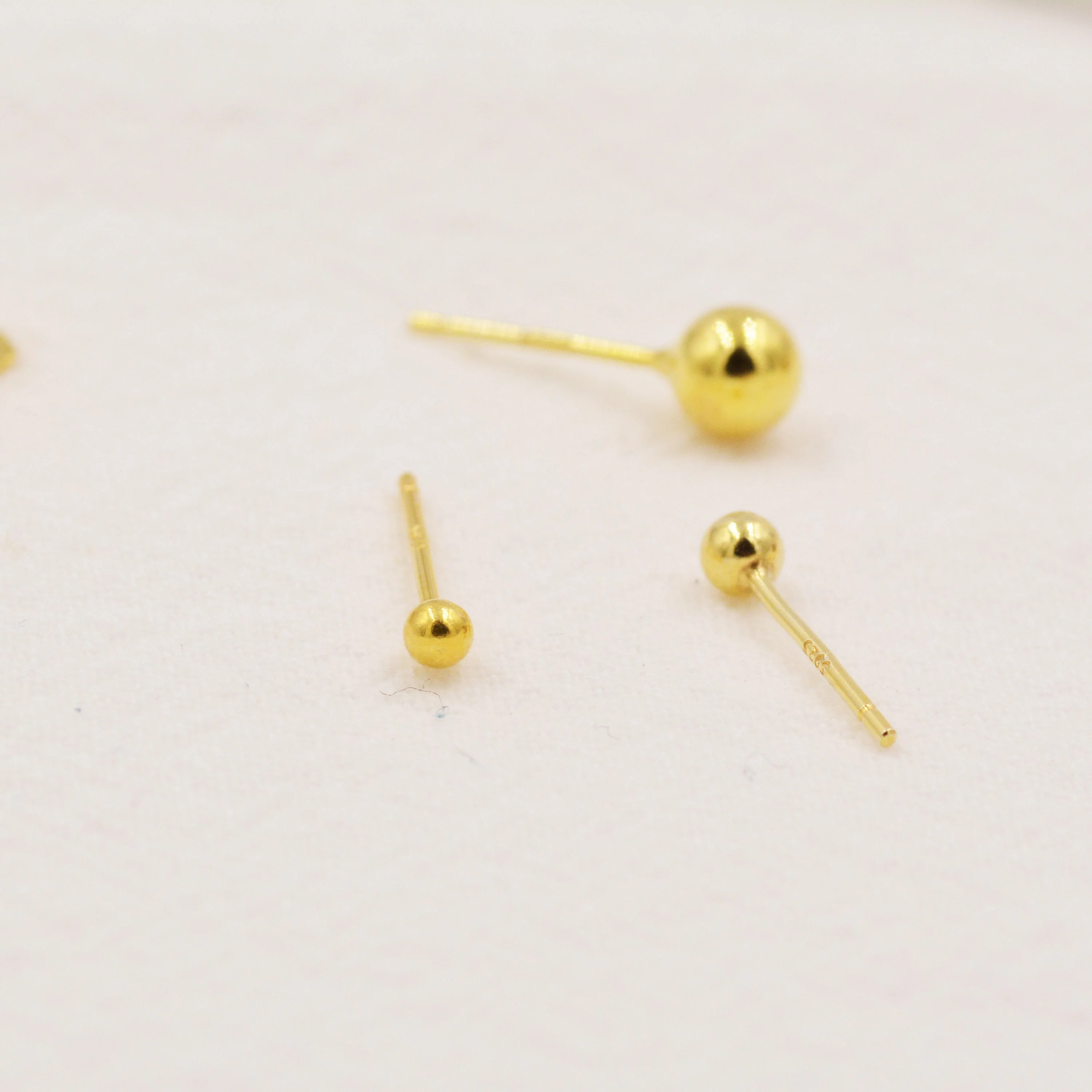 Minimalist Ball Stud Earrings in Sterling Silver, Gold Plated Sterling Silver, Simple Ball Stud, Tiny Ball Stud, 2mm 3mm 4mm 5mm - Image 8