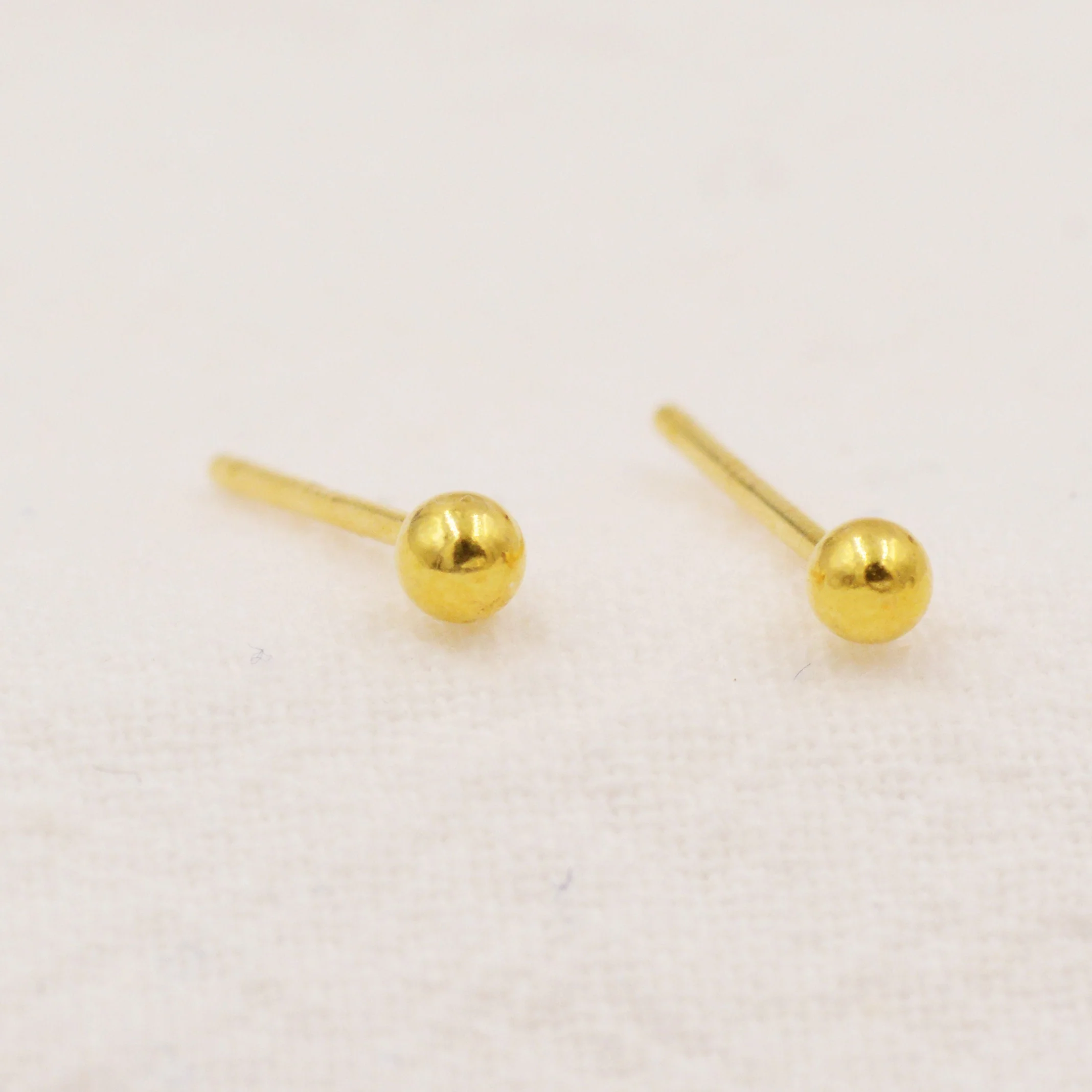 Minimalist Ball Stud Earrings in Sterling Silver, Gold Plated Sterling Silver, Simple Ball Stud, Tiny Ball Stud, 2mm 3mm 4mm 5mm - Image 9