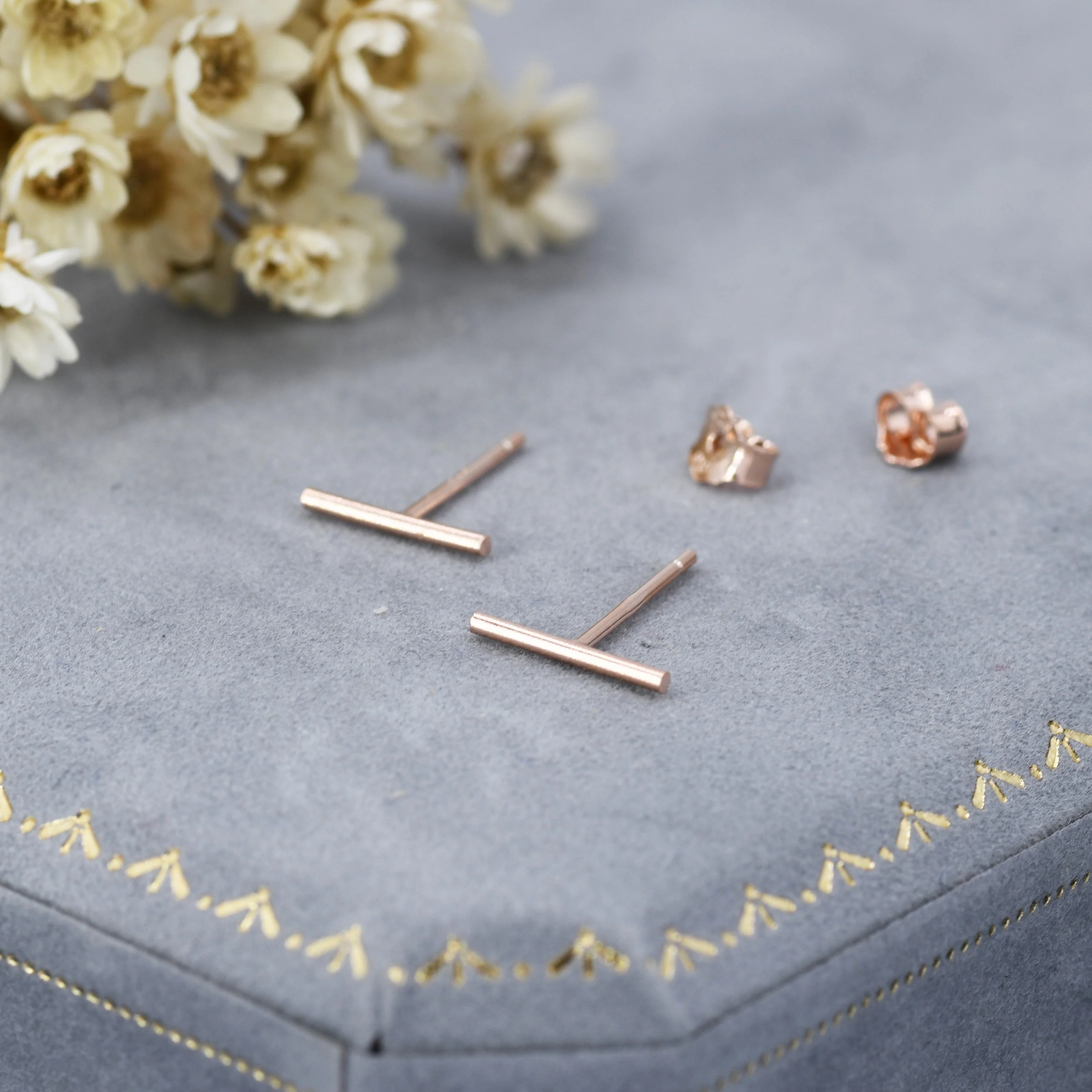 Minimalist Bar Stud Earrings in Sterling Silver, Silver or Gold or Rose Gold, Skinny Bar Earrings, Extra Petite Bar Earrings, Tiny Bar - Image 3