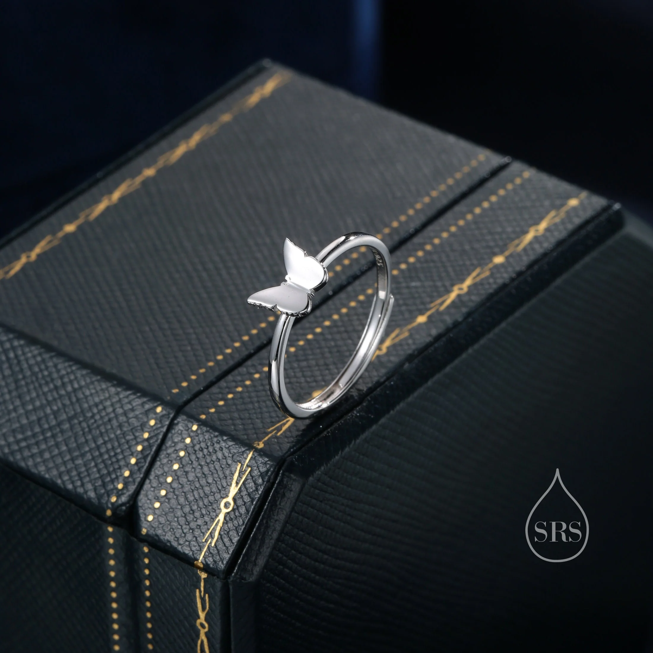 Minimalist Butterfly Ring in Sterling Silver, Adjustable Size, Butterfly, Dainty Nature Inspired Ring - Image 2