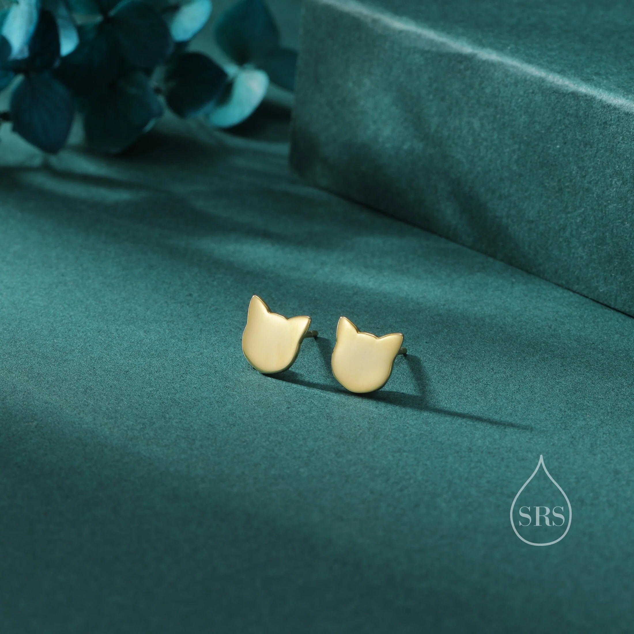 Minimalist Cat Face Stud Earrings in Sterling Silver, Silver or Gold or Rose Gold, Minimal Cat Earrings - Image 6
