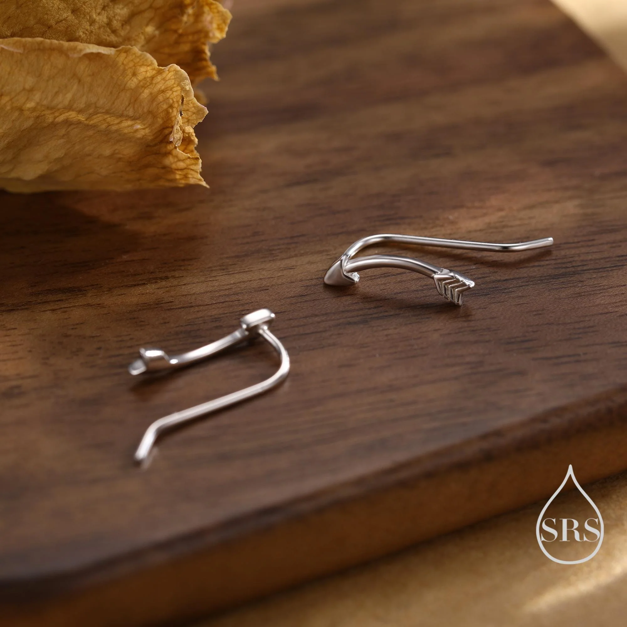 Minimalist Curved Arrow Crawler Earrings in Sterling Silver, Silver or Gold or Rose Gold, Minimalist Geometric, Arrowhead Ear Climbers - Image 7