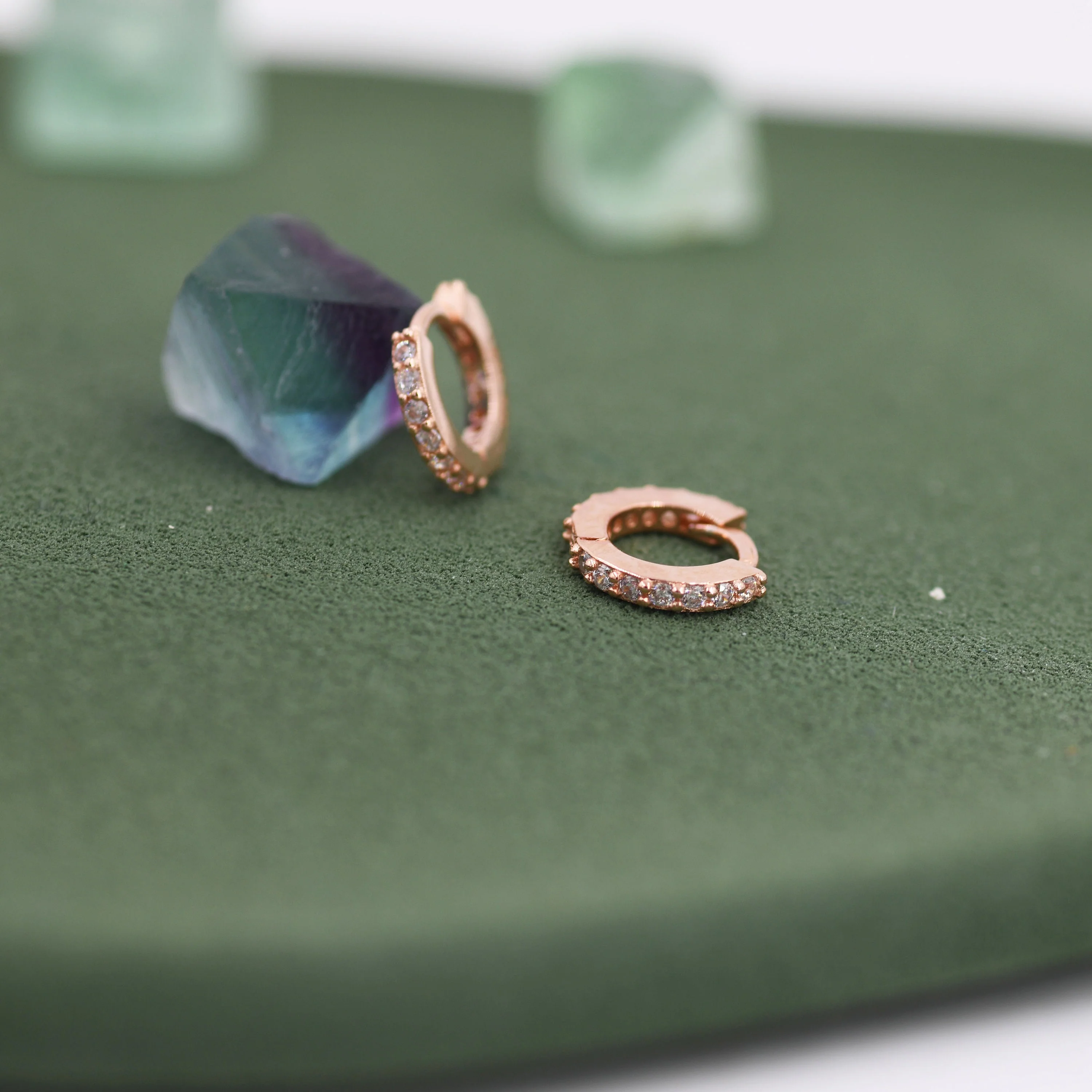 Minimalist CZ Huggie Hoops in Sterling Silver, 6mm, 8mm, 10mm and 12mm Clicker Hoops, Rose Gold or Gold, Simple Sleeper Hoop Earrings - Image 4