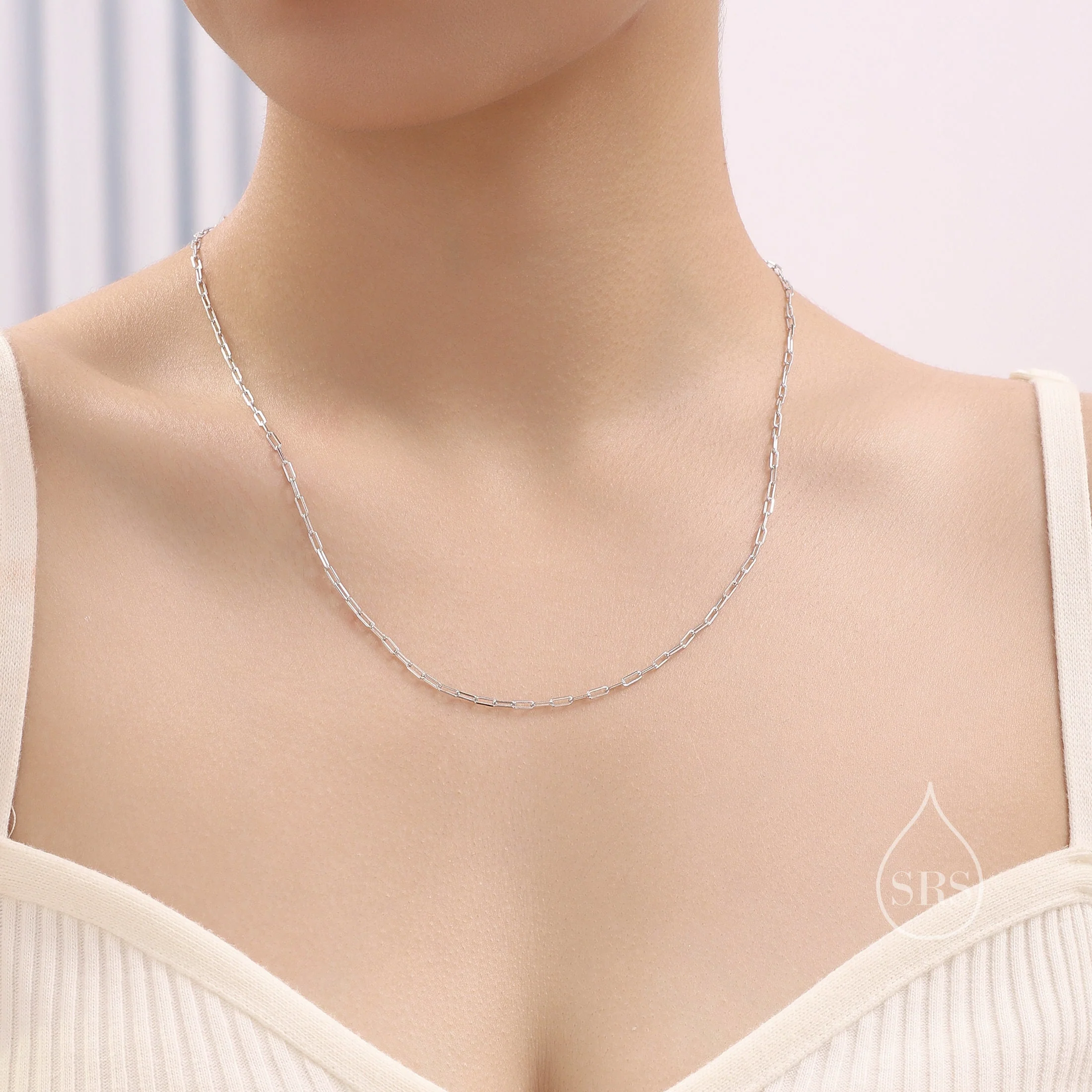 Minimalist Dainty Paperclip Chain Choker Necklace in Sterling Silver, Available in Three Lengths, Silver or Gold, Skinny Necklace - Image 10