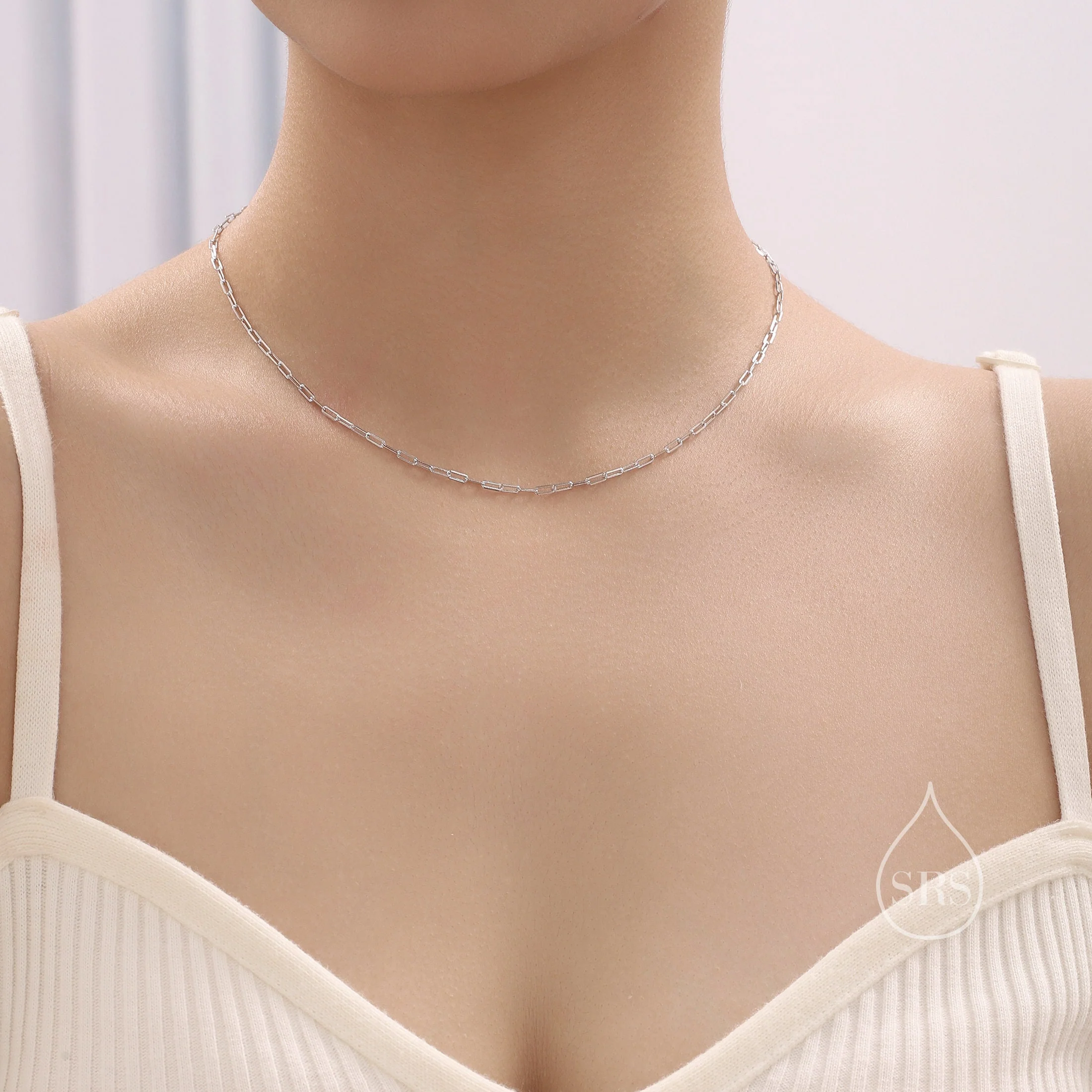 Minimalist Dainty Paperclip Chain Choker Necklace in Sterling Silver, Available in Three Lengths, Silver or Gold, Skinny Necklace - Image 7