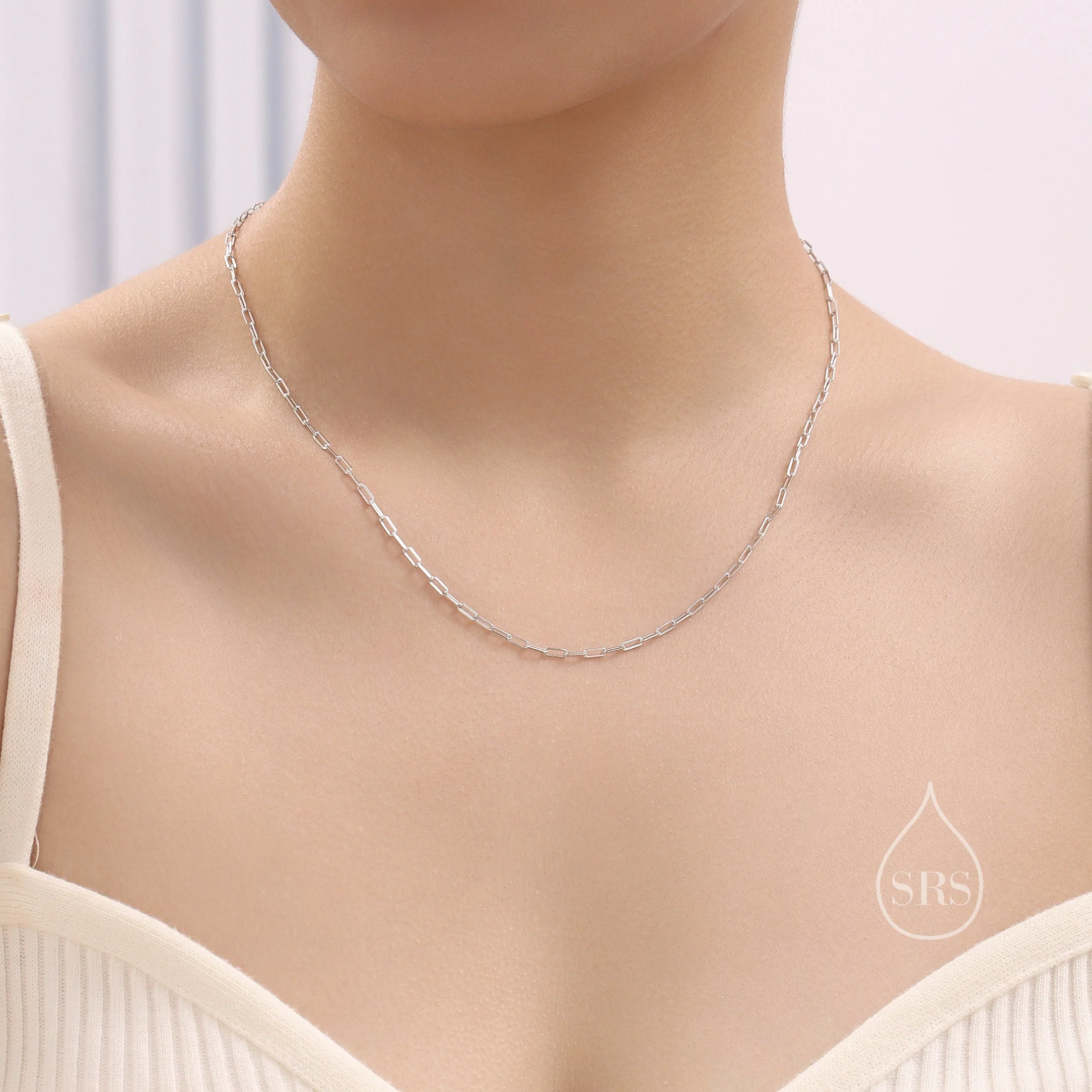 Minimalist Dainty Paperclip Chain Choker Necklace in Sterling Silver, Available in Three Lengths, Silver or Gold, Skinny Necklace - Image 9