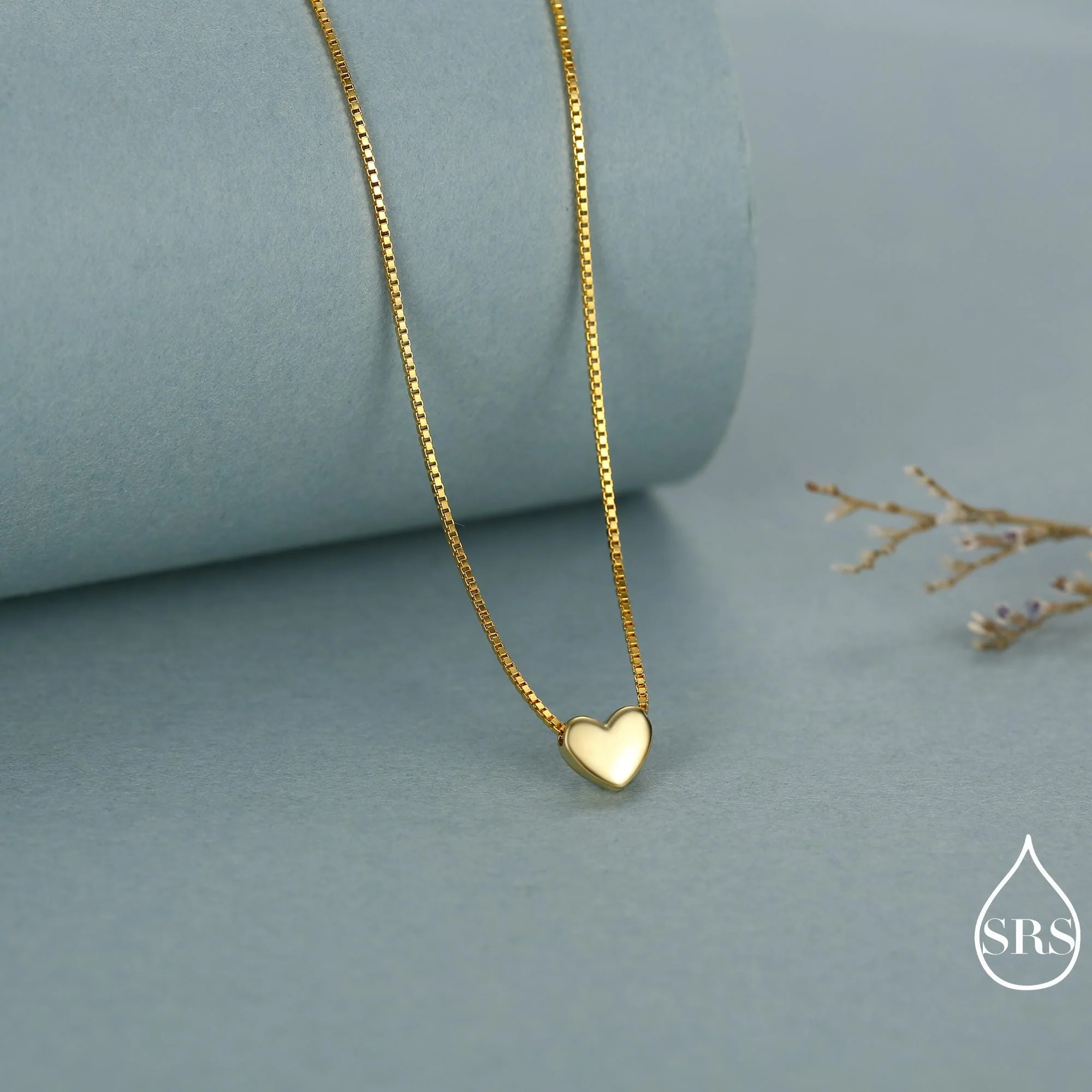 Minimalist Heart Pendant Necklace in Sterling Silver, Gold and Rose Gold. Tiny Heart Necklace, Sweet and Cute - Image 8
