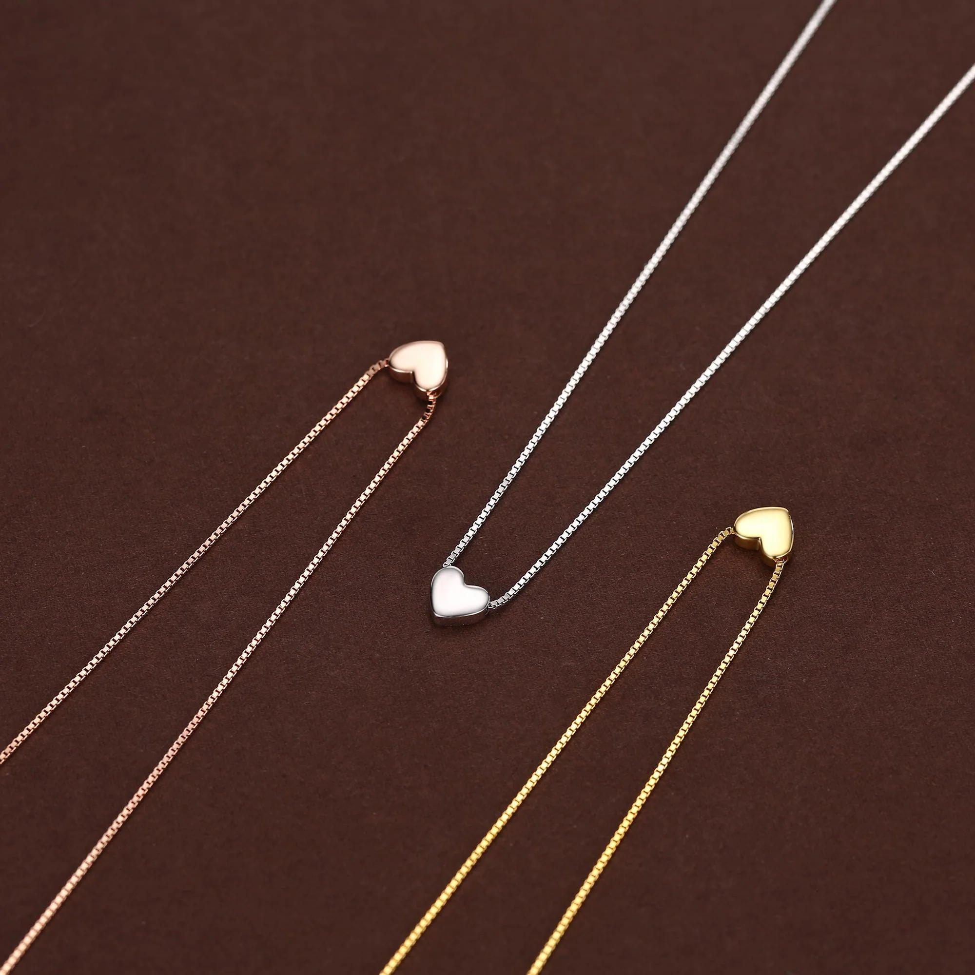 Minimalist Heart Pendant Necklace in Sterling Silver, Gold and Rose Gold. Tiny Heart Necklace, Sweet and Cute - Image 9