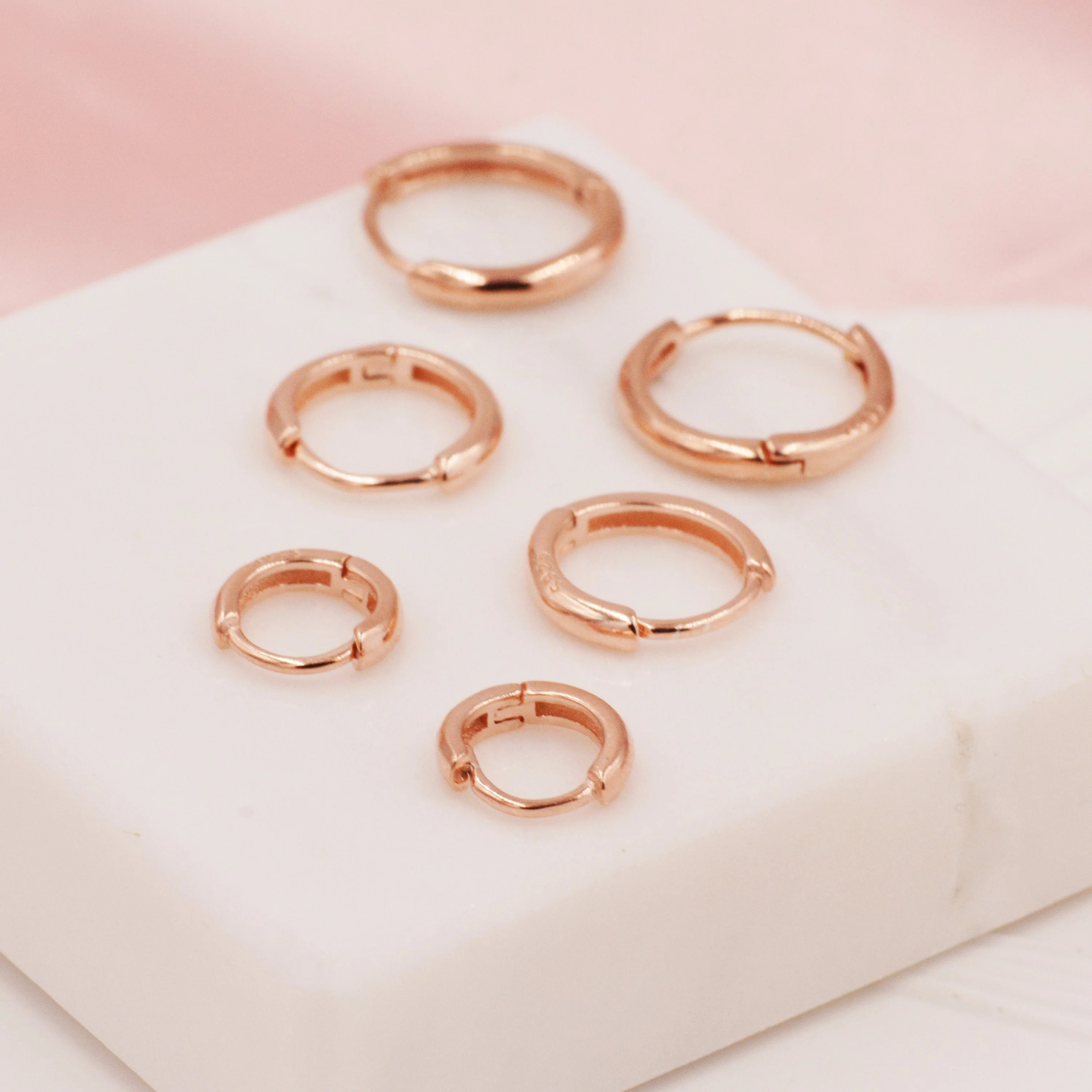 Minimalist Huggie Hoop Earrings in Sterling Silver, 6mm, 8mm, 9mm, 10mm, 12mm and 14mm Skinny Hoops, Rose Gold or Gold, Simple Hoop Earrings - Image 2