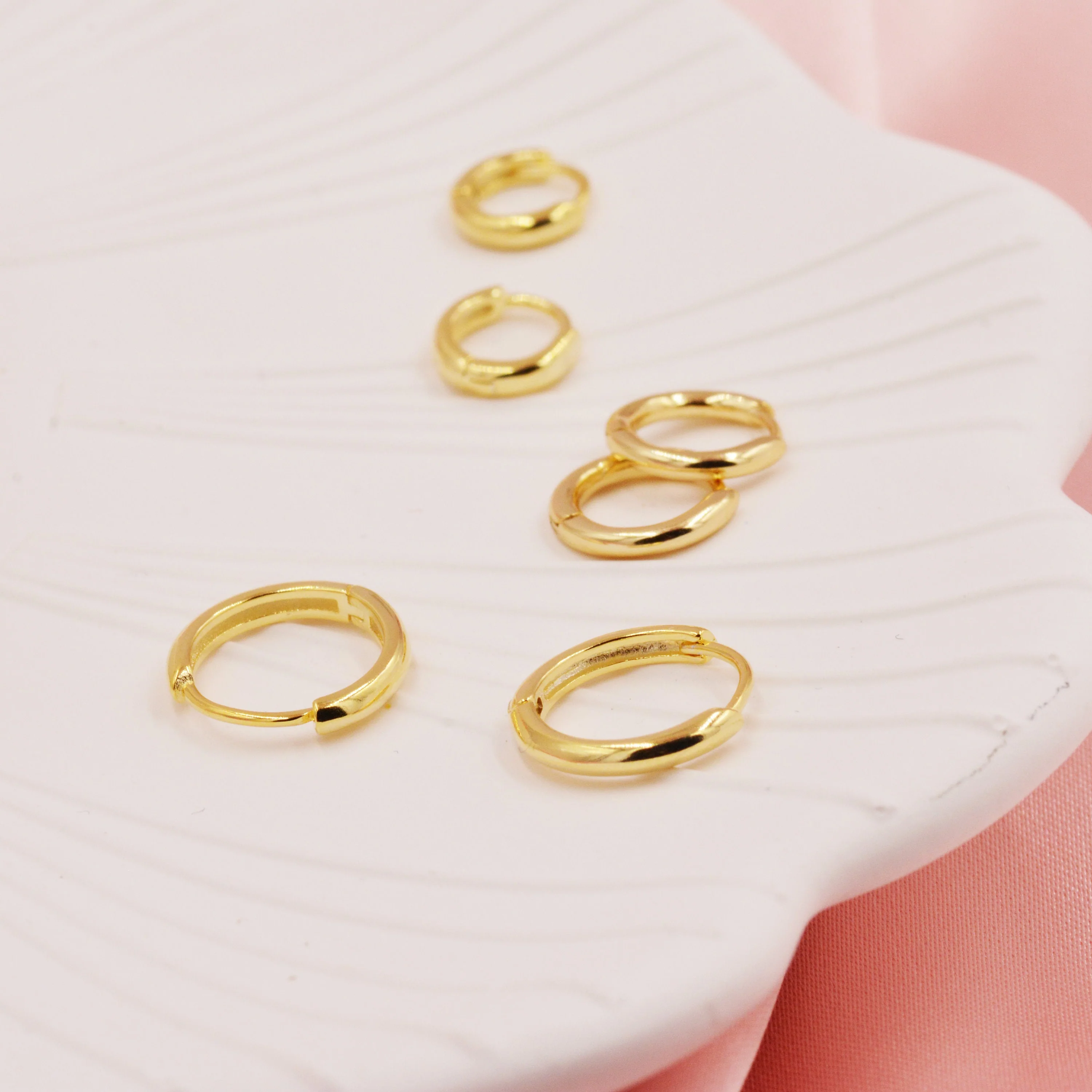 Minimalist Huggie Hoop Earrings in Sterling Silver, 6mm, 8mm, 9mm, 10mm, 12mm and 14mm Skinny Hoops, Rose Gold or Gold, Simple Hoop Earrings - Image 6