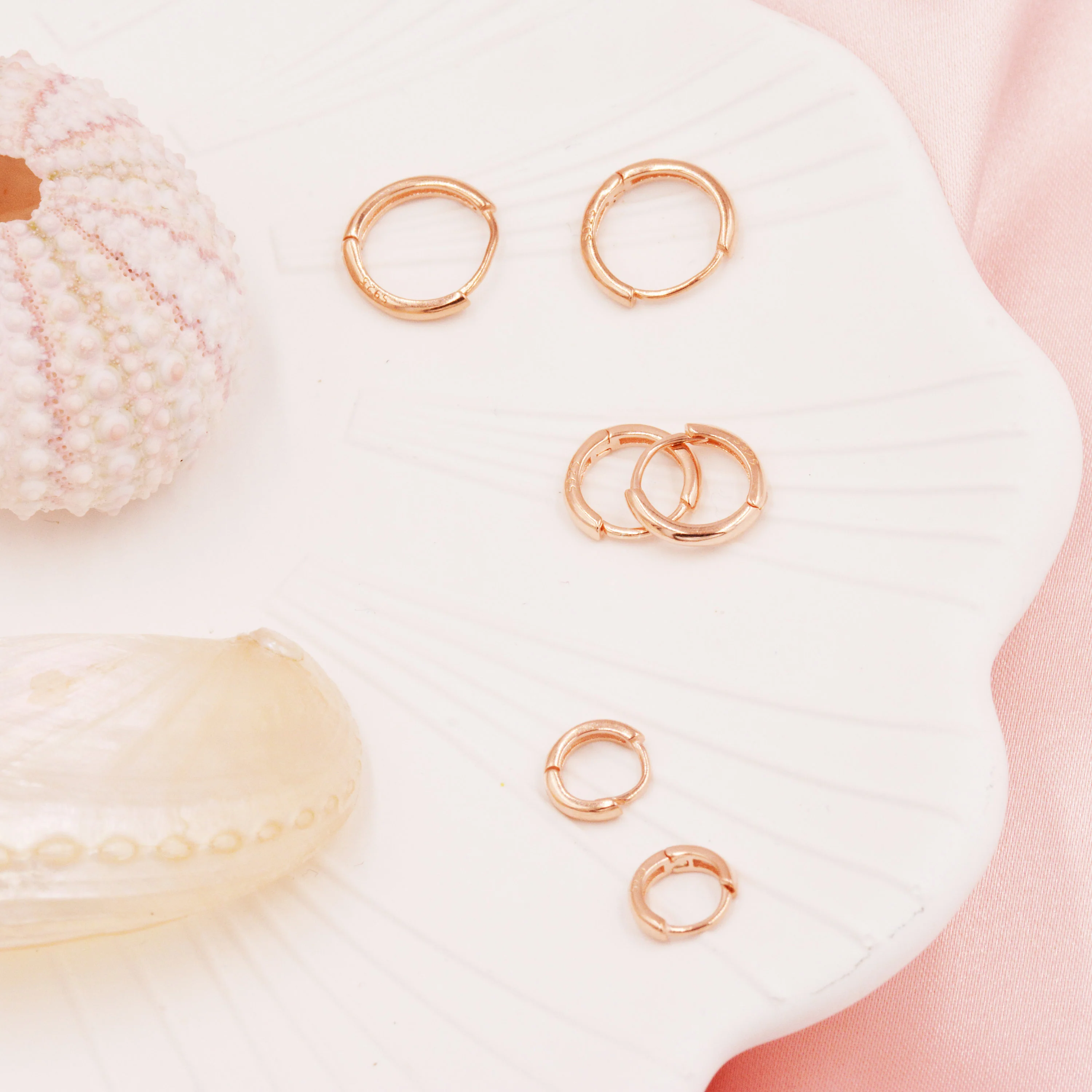 Minimalist Huggie Hoops in Sterling Silver, 6mm, 8mm and 10mm Skinny Hoops, Rose Gold or Gold, Simple Hoop Earrings - Image 2