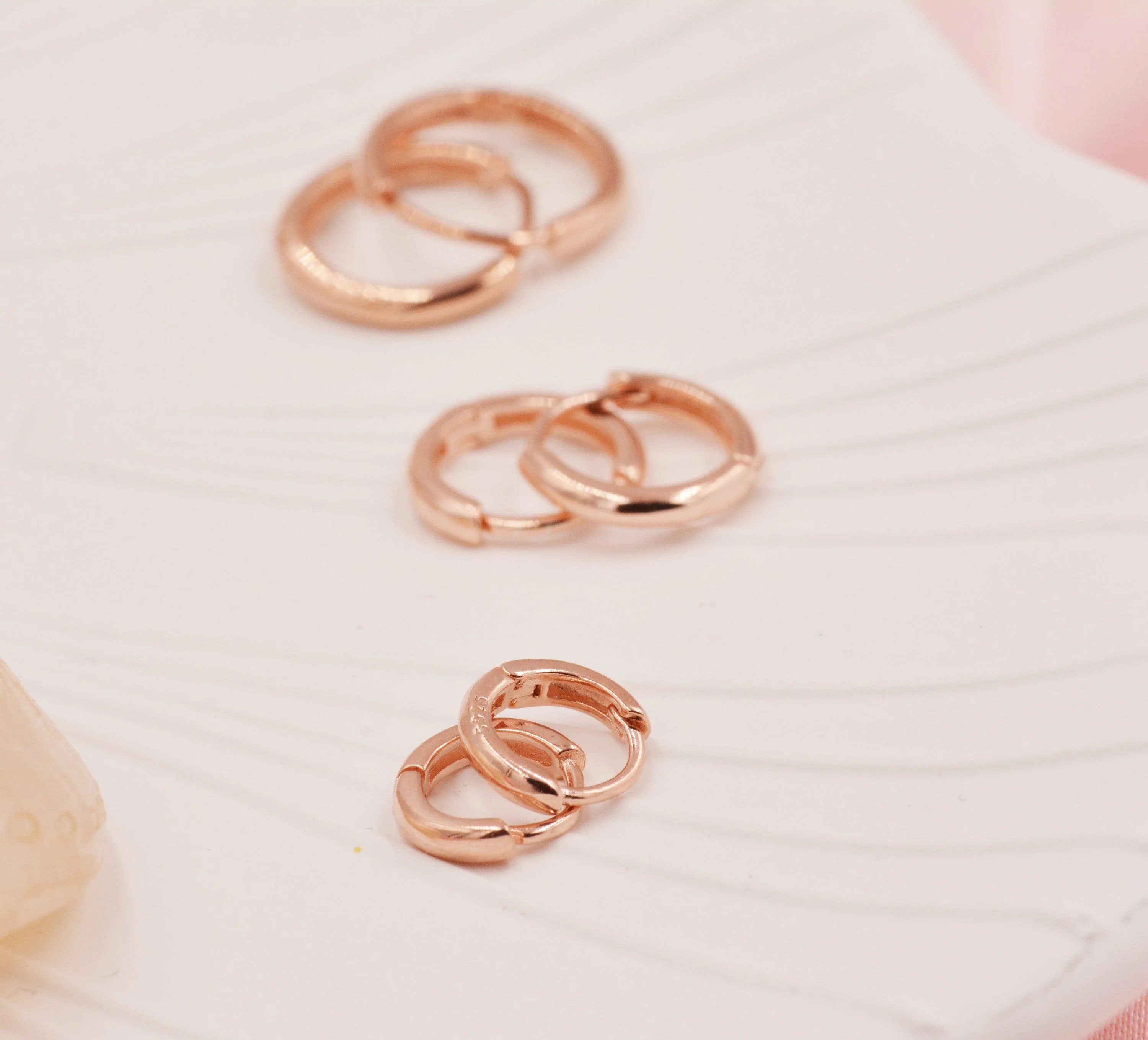 Minimalist Huggie Hoops in Sterling Silver, 6mm, 8mm and 10mm Skinny Hoops, Rose Gold or Gold, Simple Hoop Earrings - Image 3