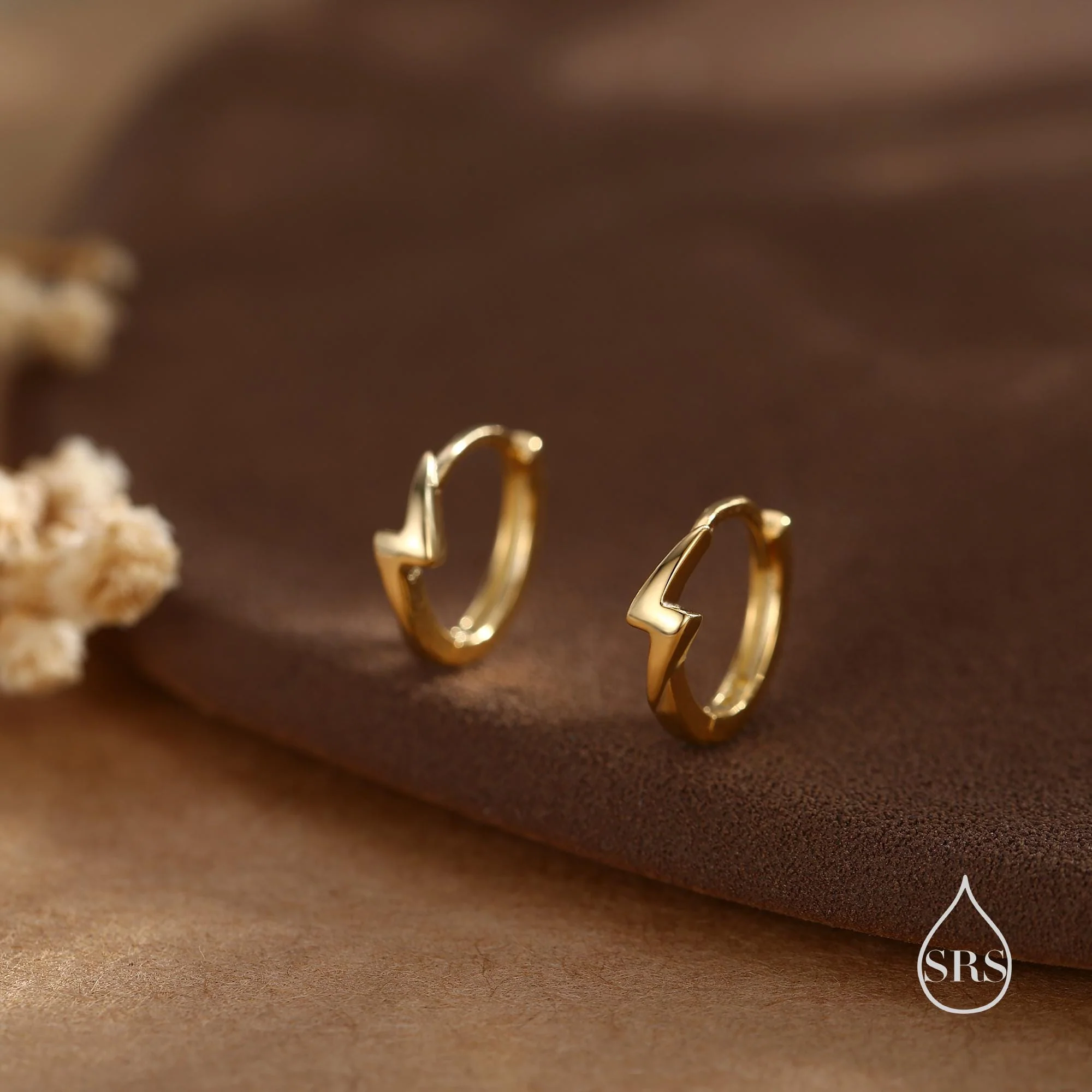 Minimalist Lightning Bolt Huggie Hoop Earrings in Sterling Silver, Silver, Gold, or Rose Gold, Lightning Bolt Hoop Earrings, Lightning Bolt - Image 4