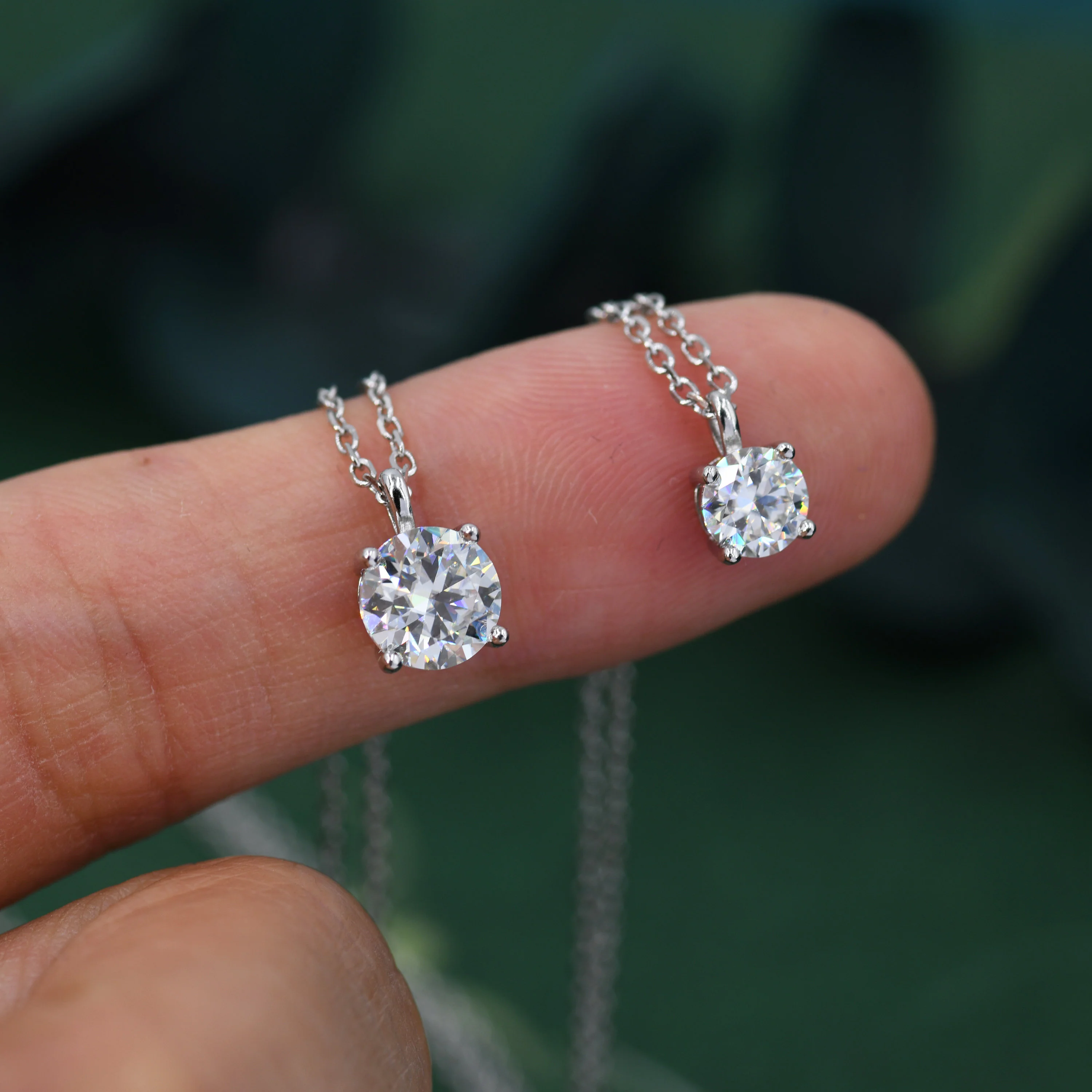 Minimalist Moissanite Solitaire Pendant Necklace in Sterling Silver, 0.5ct or 1 Ct Moissanite Diamond Bubble Necklace - Image 6