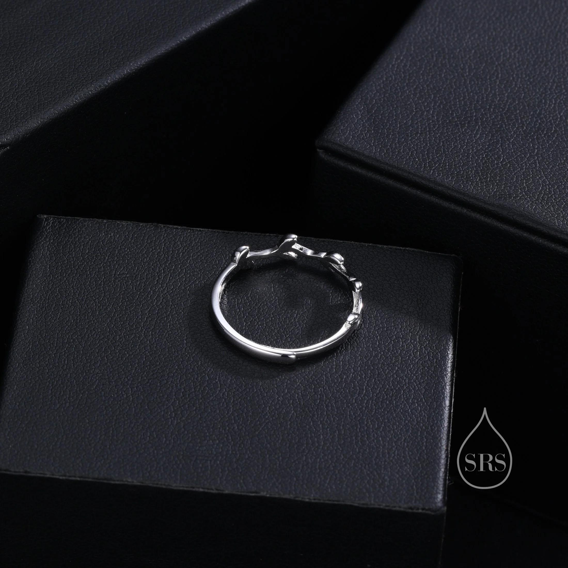 Minimalist Olive Branch Ring in Sterling Silver, Adjustable Olive Leaf Ring, Botanical RIng - Image 4