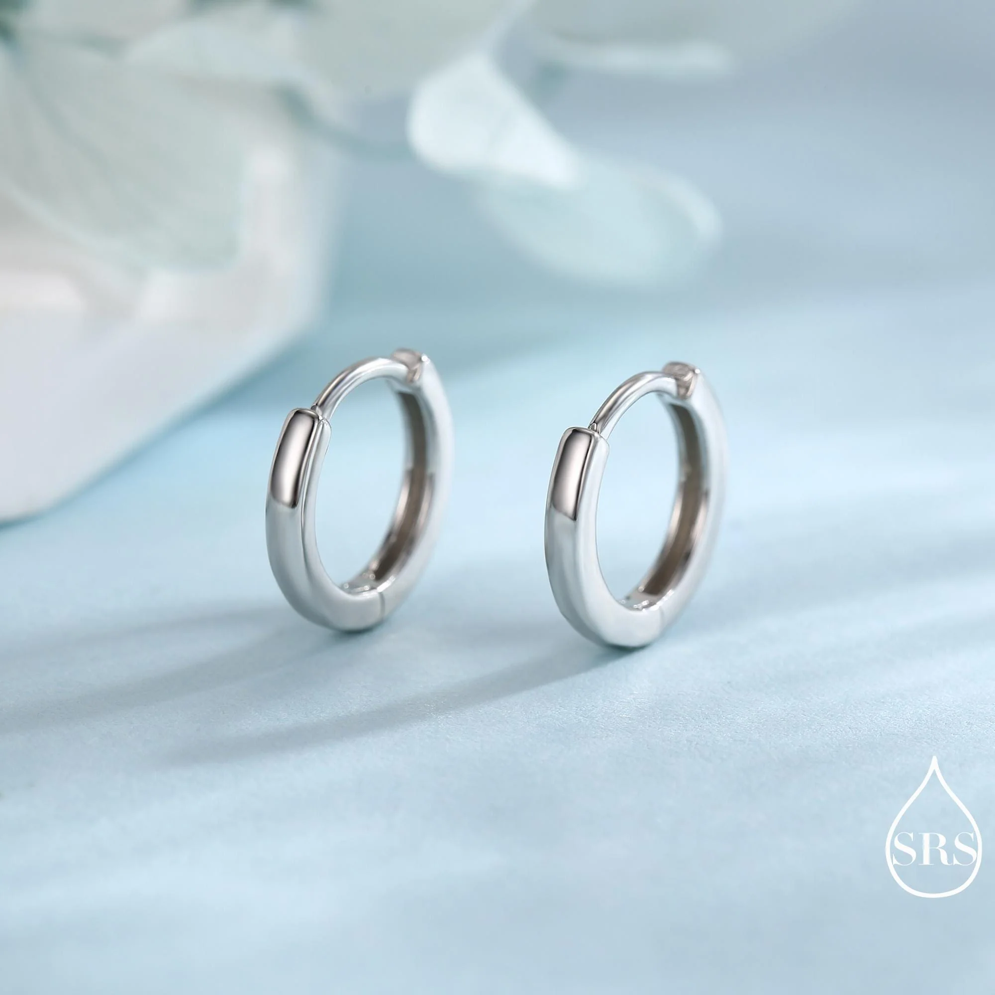 Minimalist Simple Huggie Hoop Earrings in Sterling Silver, Silver or Gold or Rose Gold Finish, Straight Edge Hoop Earrings - Image 3