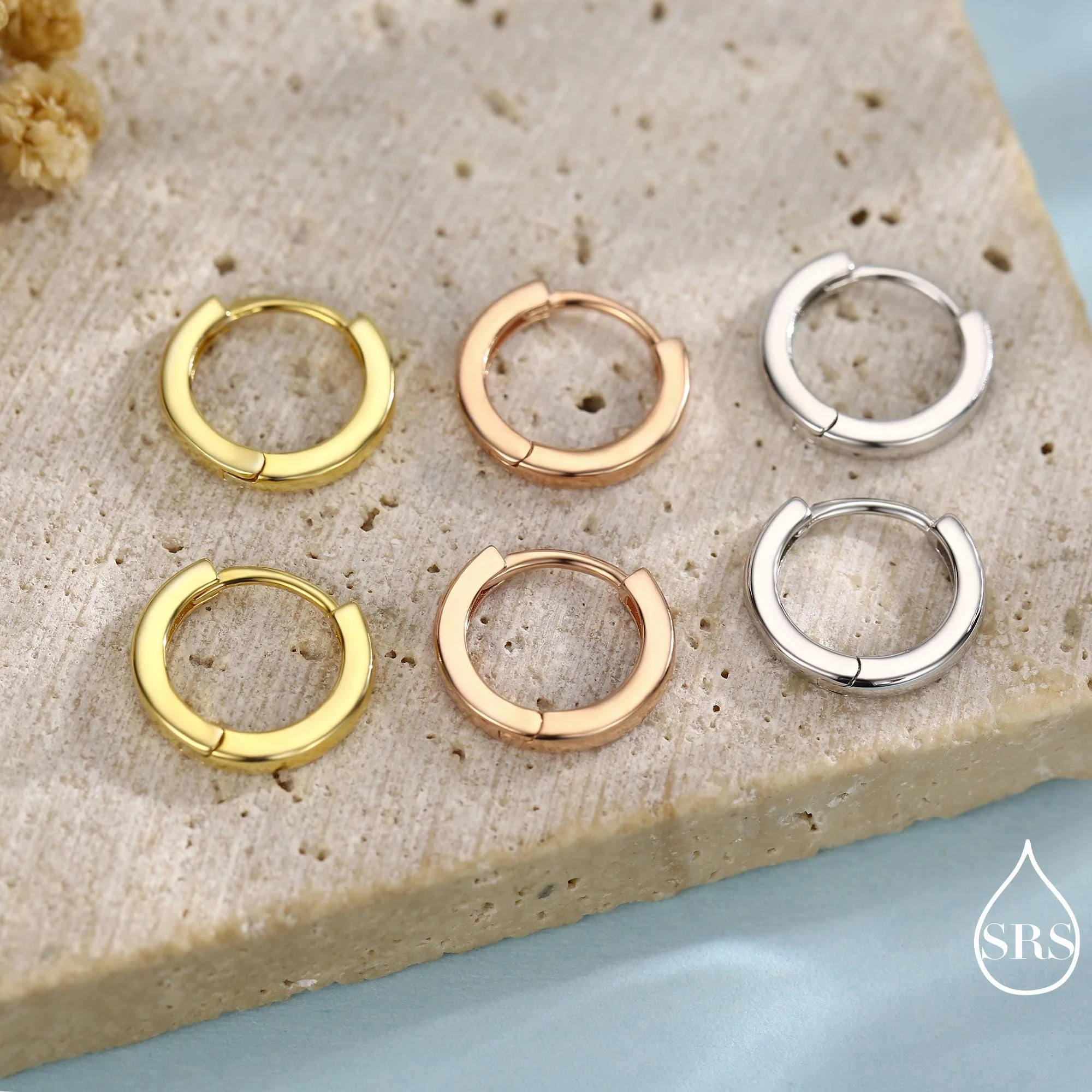 Minimalist Simple Huggie Hoop Earrings in Sterling Silver, Silver or Gold or Rose Gold Finish, Straight Edge Hoop Earrings - Image 7