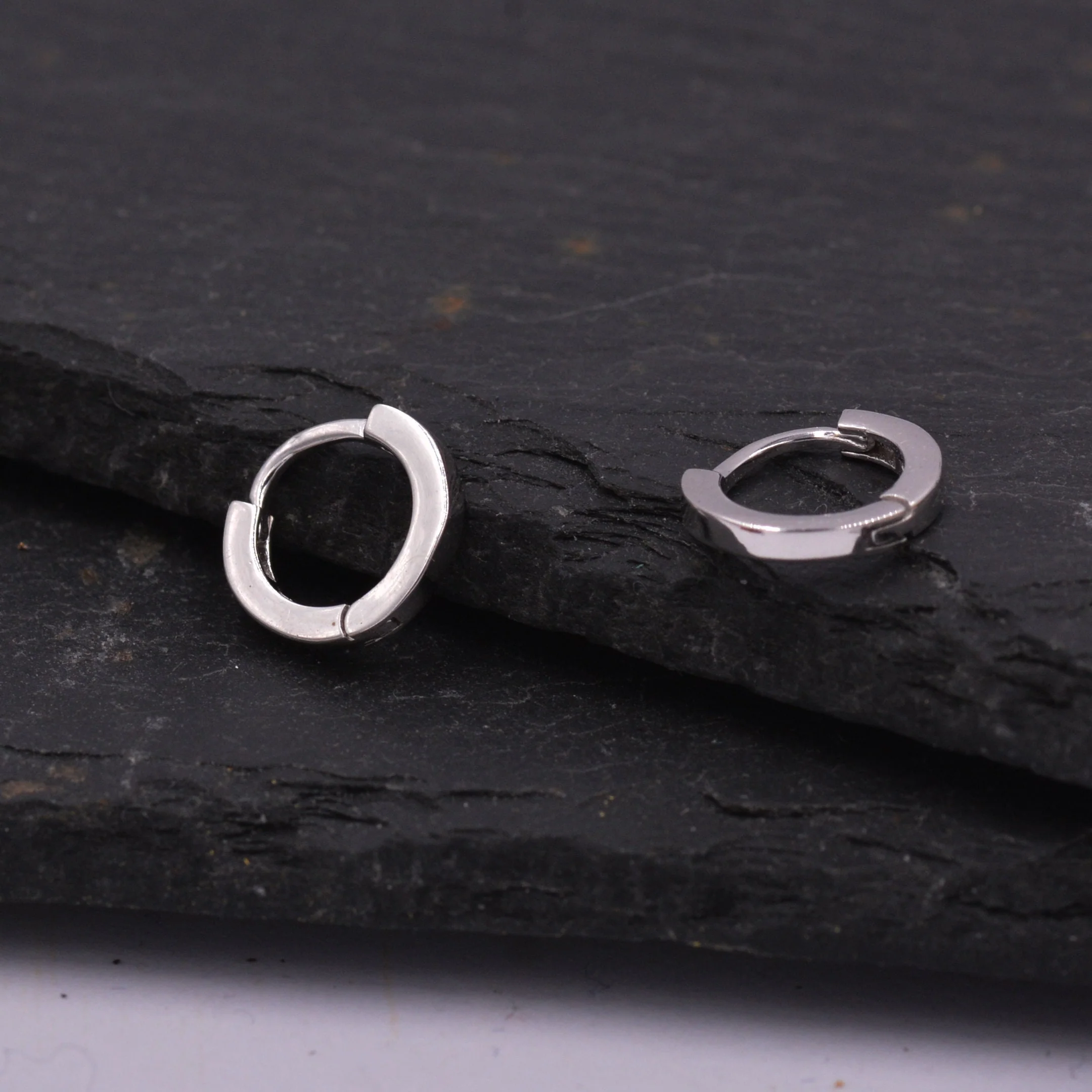 Minimalist Simple Huggie Hoop Earrings in Sterling Silver, Simple Geometric Jewellery - Image 3