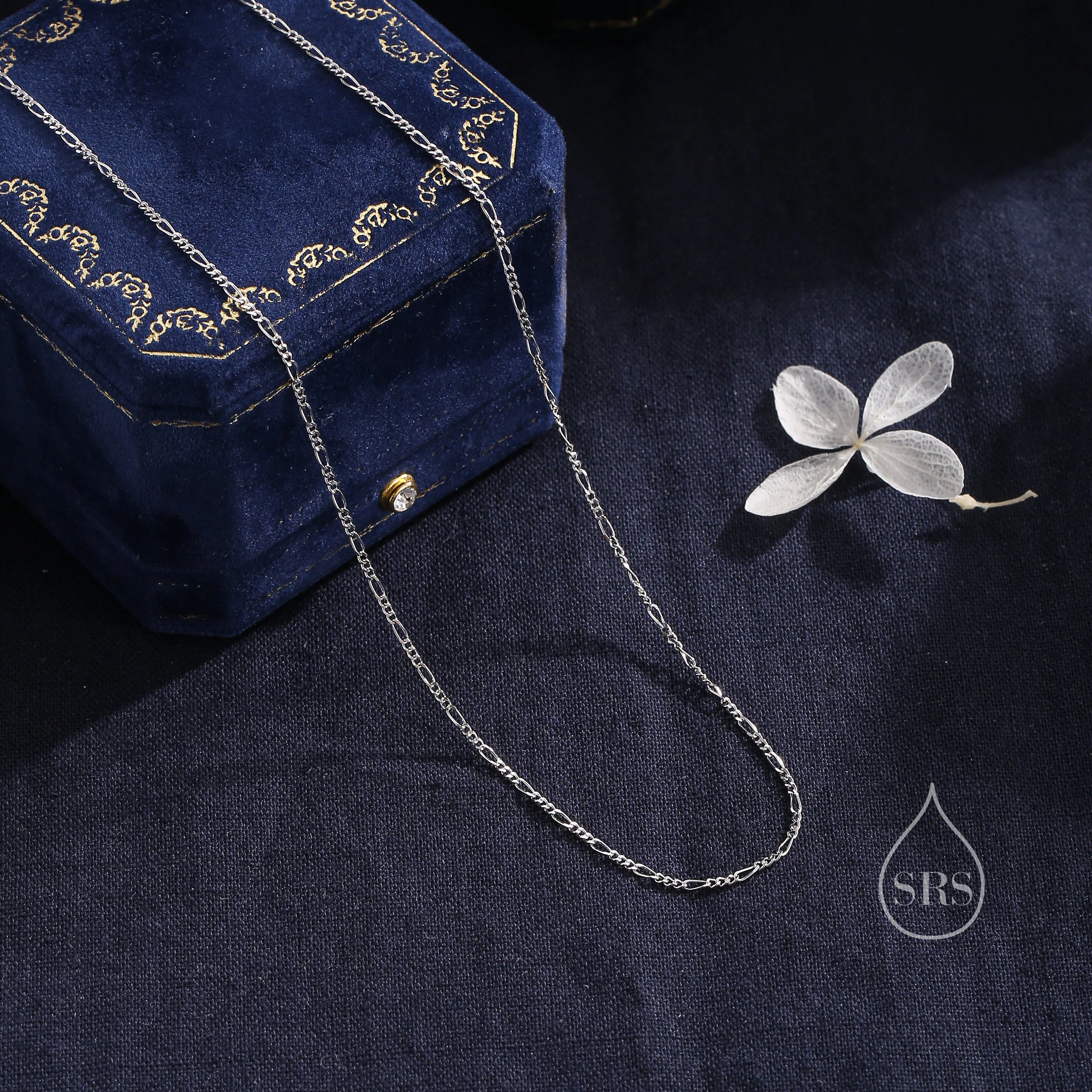 Minimalist Skinny Figaro chain Choker Necklace in Sterling Silver, Available in Three Lengths, Silver or Gold, Skinny and Delicate Necklace - Image 4