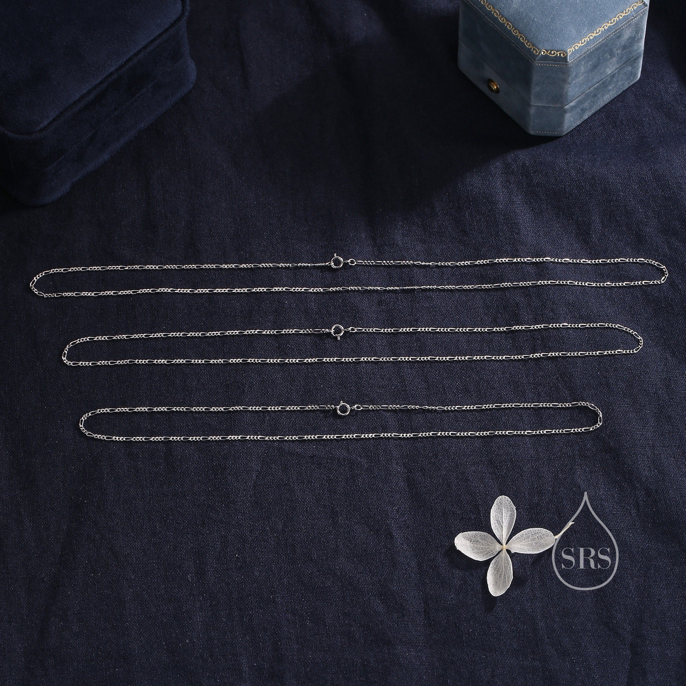 Minimalist Skinny Figaro chain Choker Necklace in Sterling Silver, Available in Three Lengths, Silver or Gold, Skinny and Delicate Necklace - Image 5