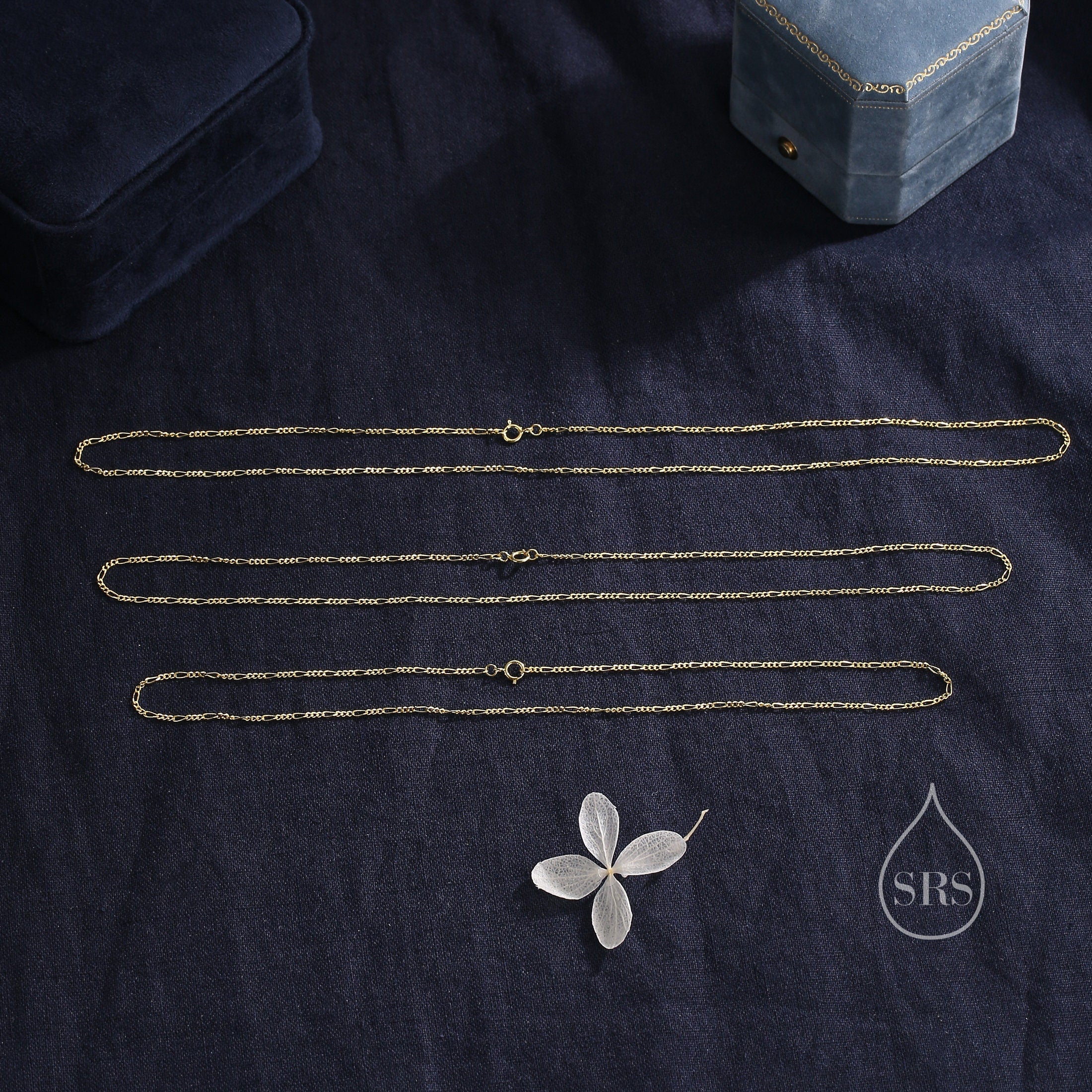 Minimalist Skinny Figaro chain Choker Necklace in Sterling Silver, Available in Three Lengths, Silver or Gold, Skinny and Delicate Necklace - Image 6