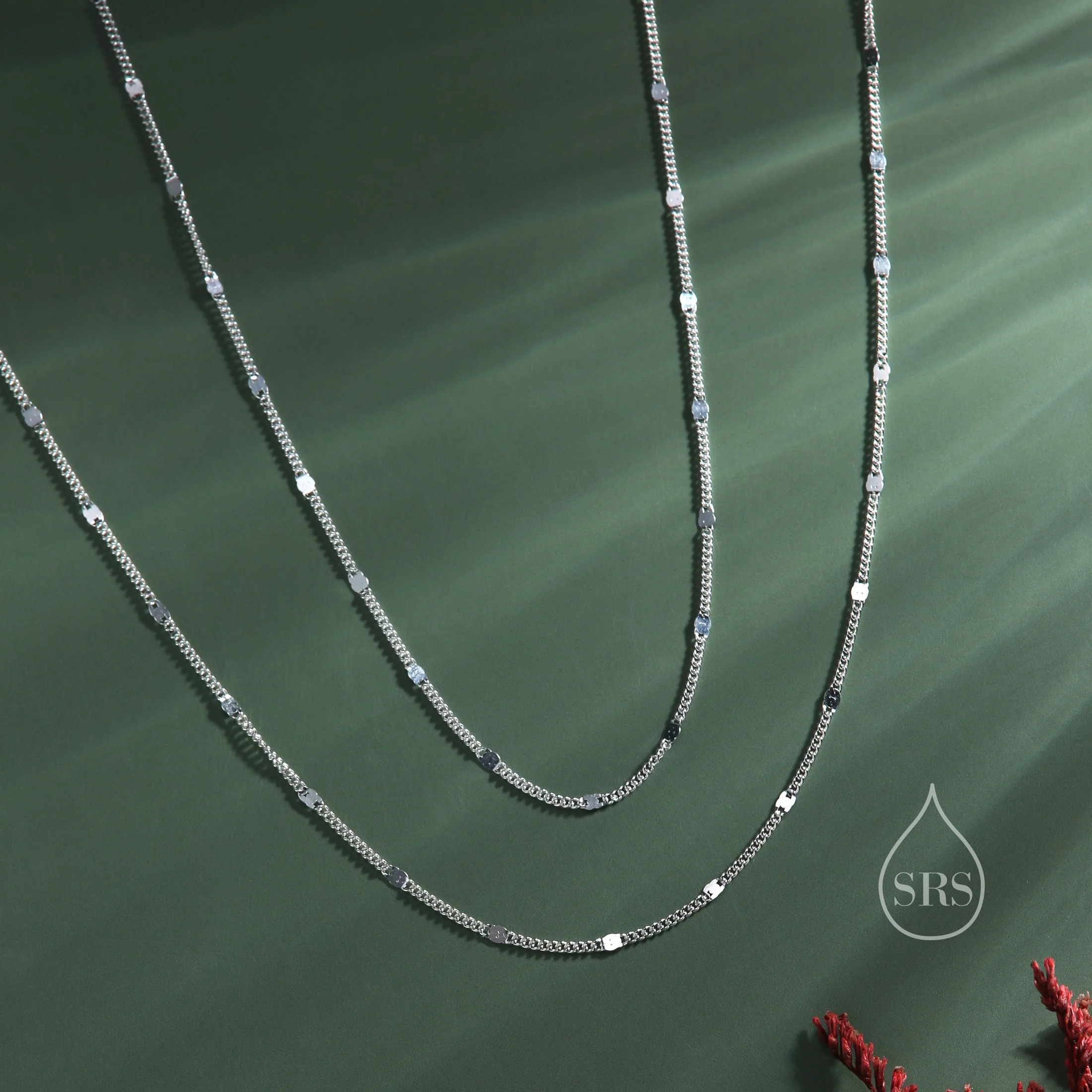 Minimalist Sparkle Disk Chain Choker Necklace in Sterling Silver, Available in Two Lengths, Silver or Gold, Skinny Necklace - Image 6