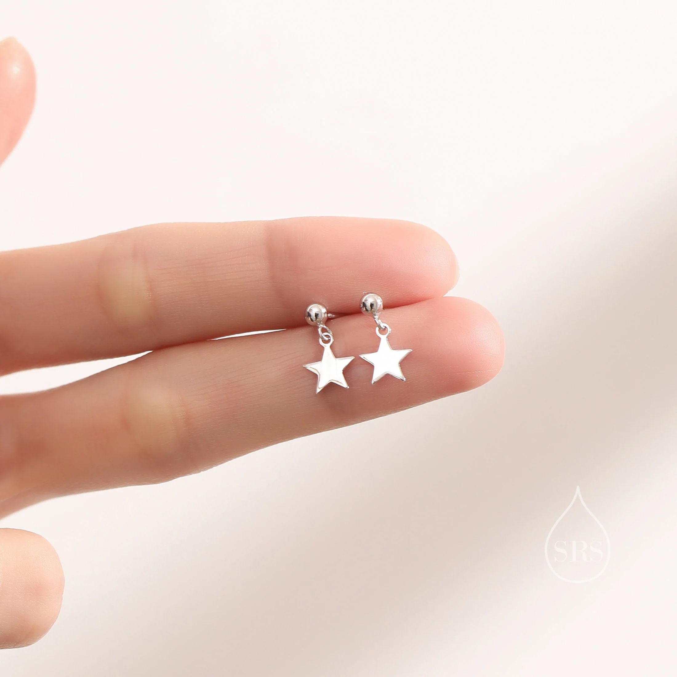 Minimalist Star Dangle Drop Stud Earrings in Sterling Silver, Silver or Gold or Rose Gold, Tiny Star Earrings, Sunburst Earrings, Celestial - Image 3