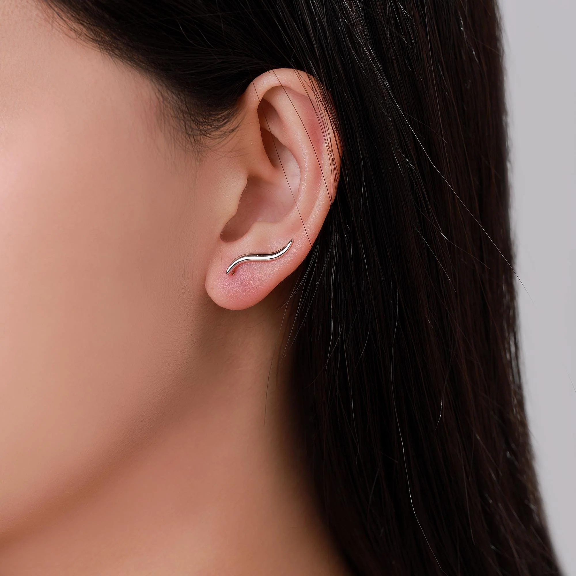 Minimalist Wave Crawler Earrings in Sterling Silver, Silver, Gold or Rose Gold, Minimalist Geometric, Ear Climbers