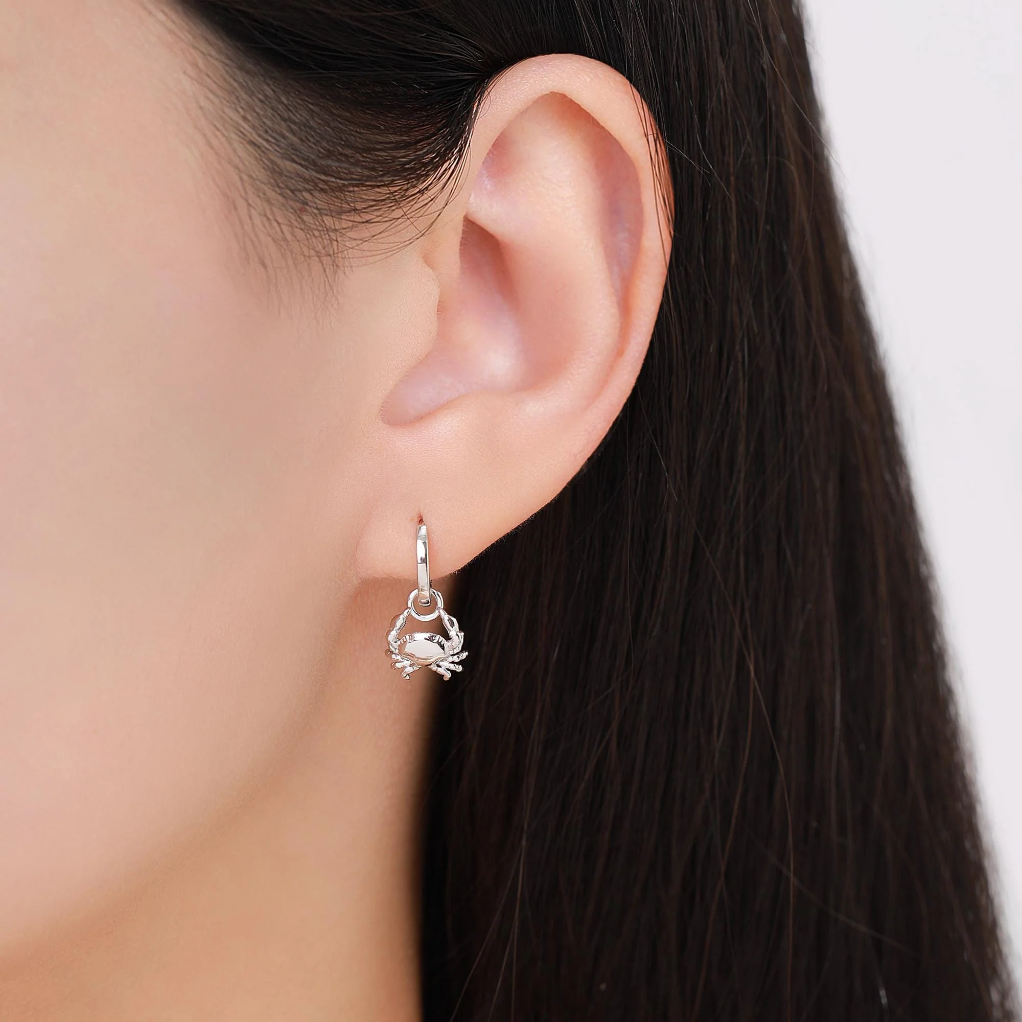 Mismatched Crab and Lobster Huggie Hoop Earrings in Sterling Silver, Silver or Gold or Rose Gold, Asymmetric Lobster and Crab Hoop Earrings - Image 7