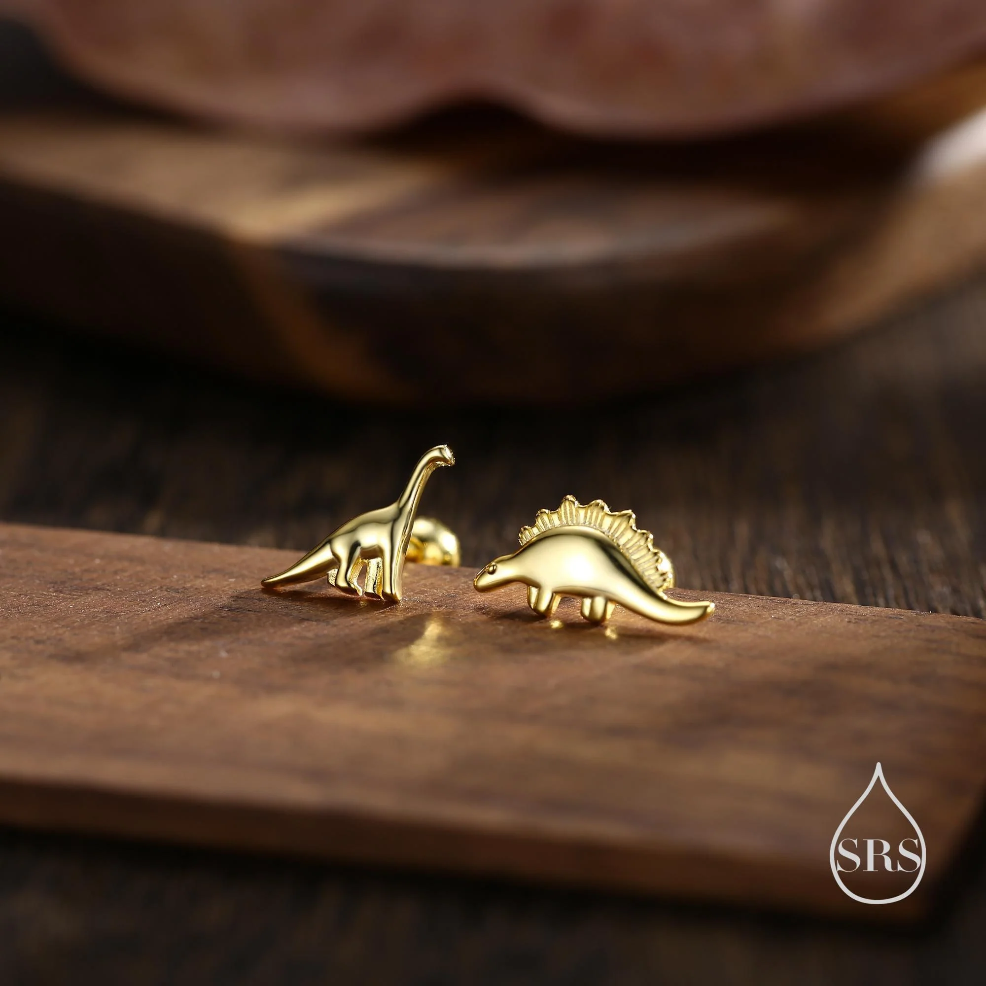 Mismatched Dinosaur 18G Screw Back Earrings in Sterling Silver, Animal Earrings - Image 6