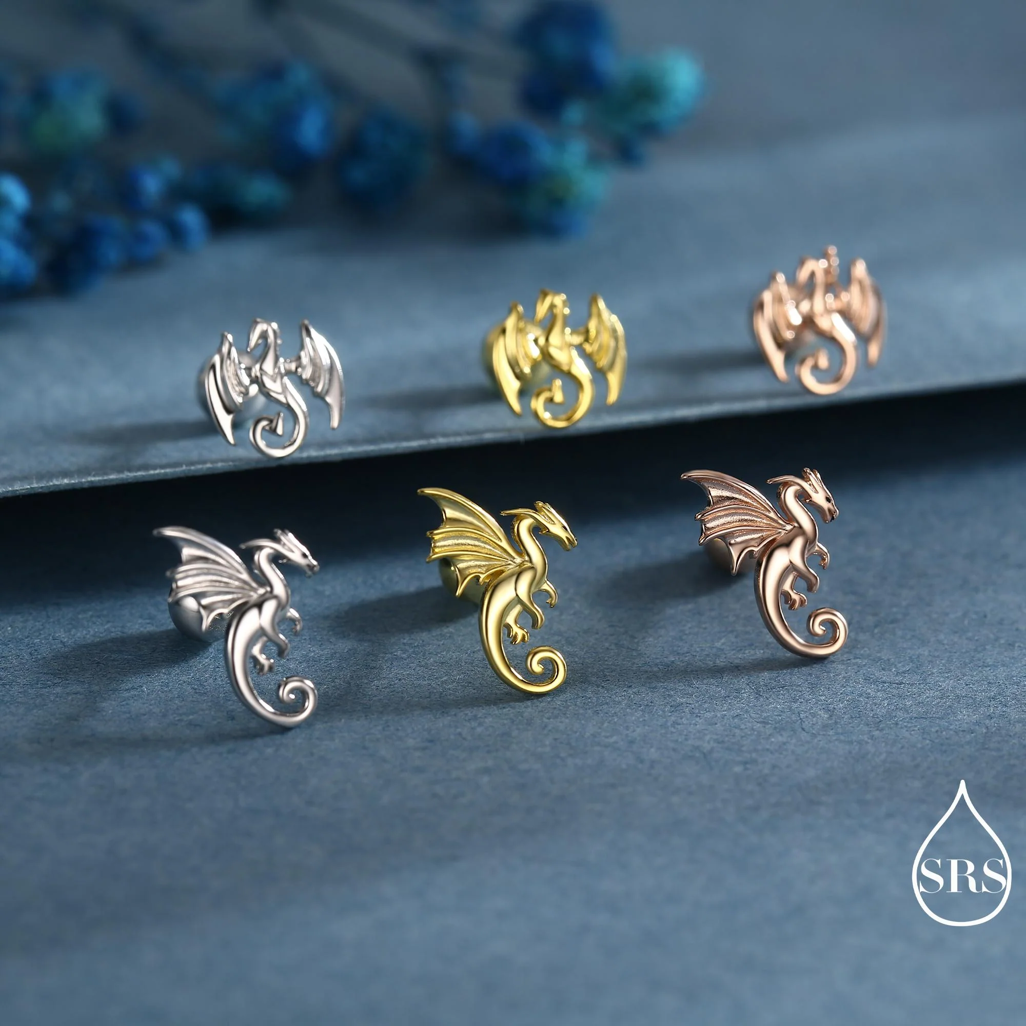 Mismatched Dragon 18G Screw Back in Sterling Silver - Image 7
