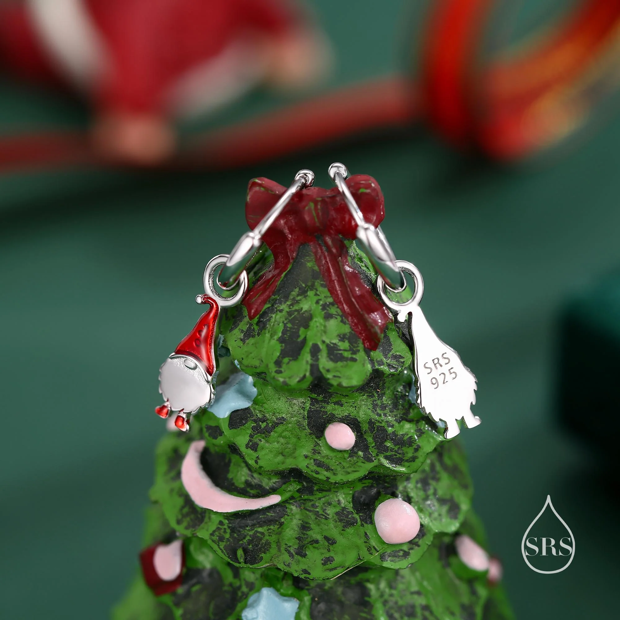 Mismatched Gnome Huggie Hoop Earrings in Sterling Silver with Hand Painted Enamel, Winter Earrings, Snowman Earrings, Christmas Earrings - Image 3