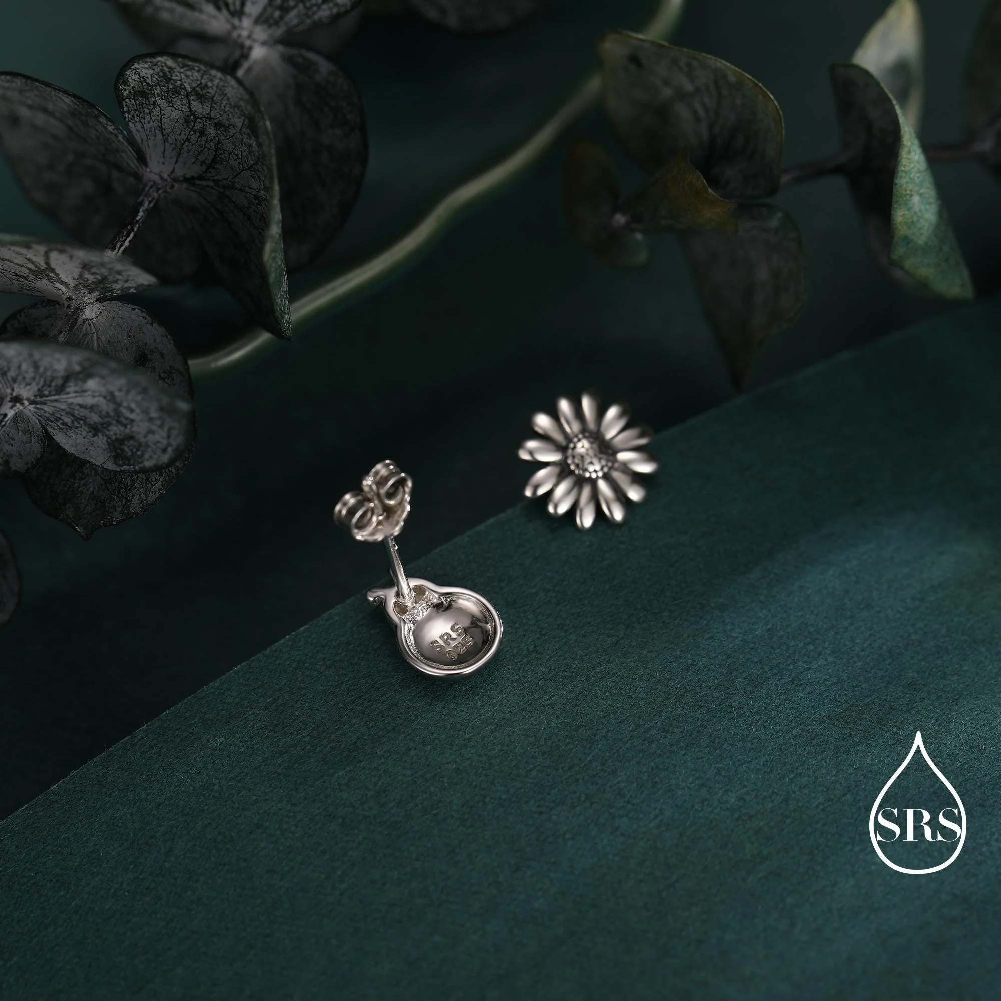 Mismatched Ladybird and Daisy Flower Stud Earrings in Sterling Silver, Asymmetric Silver ladybird Earrings, Nature Inspired Earrings - Image 7