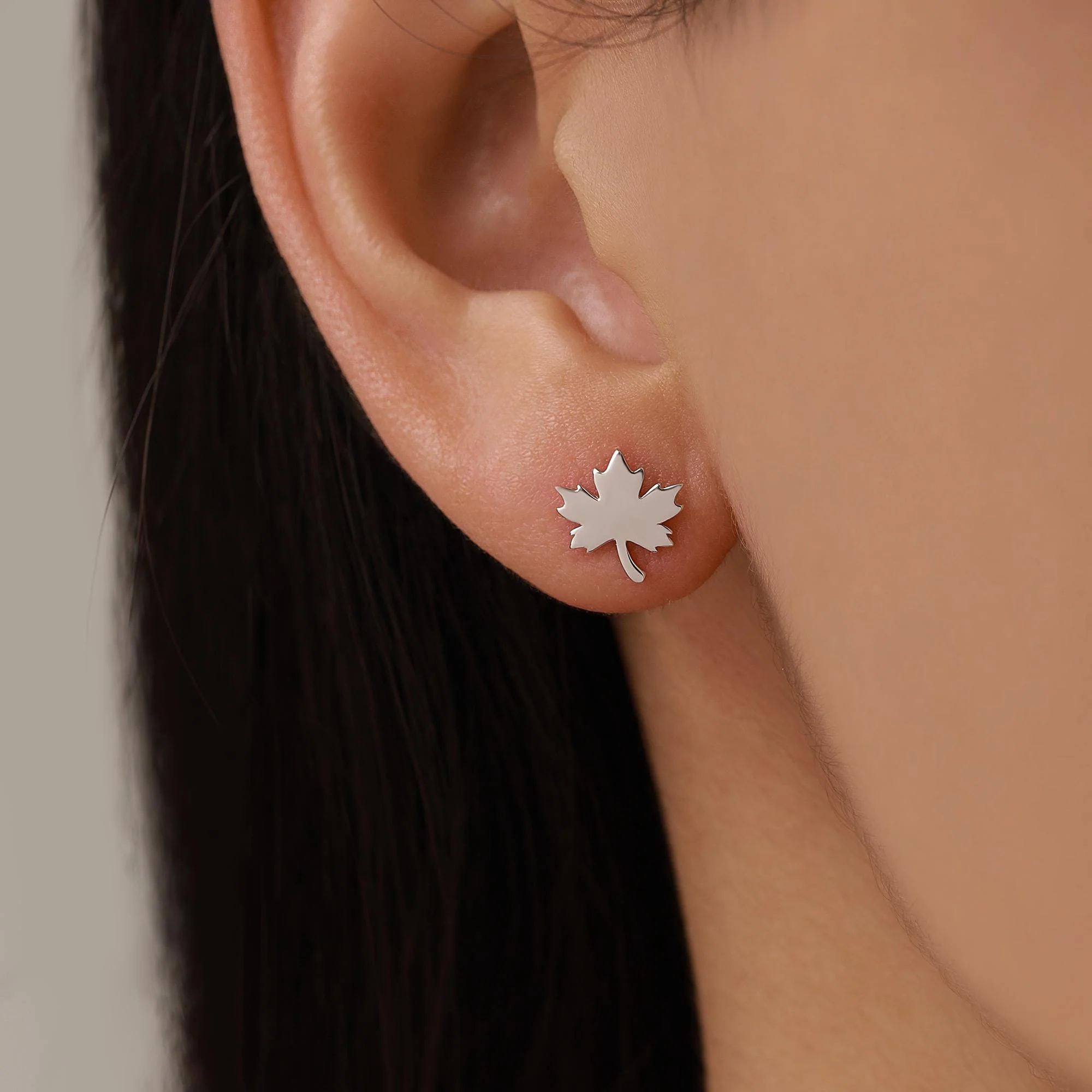 Mismatched Maple Seed & Maple Leaf Stud Earrings In Sterling Silver – Nature Inspired Asymmetric Sycamore Earrings, Botanical Jewellery - Image 2