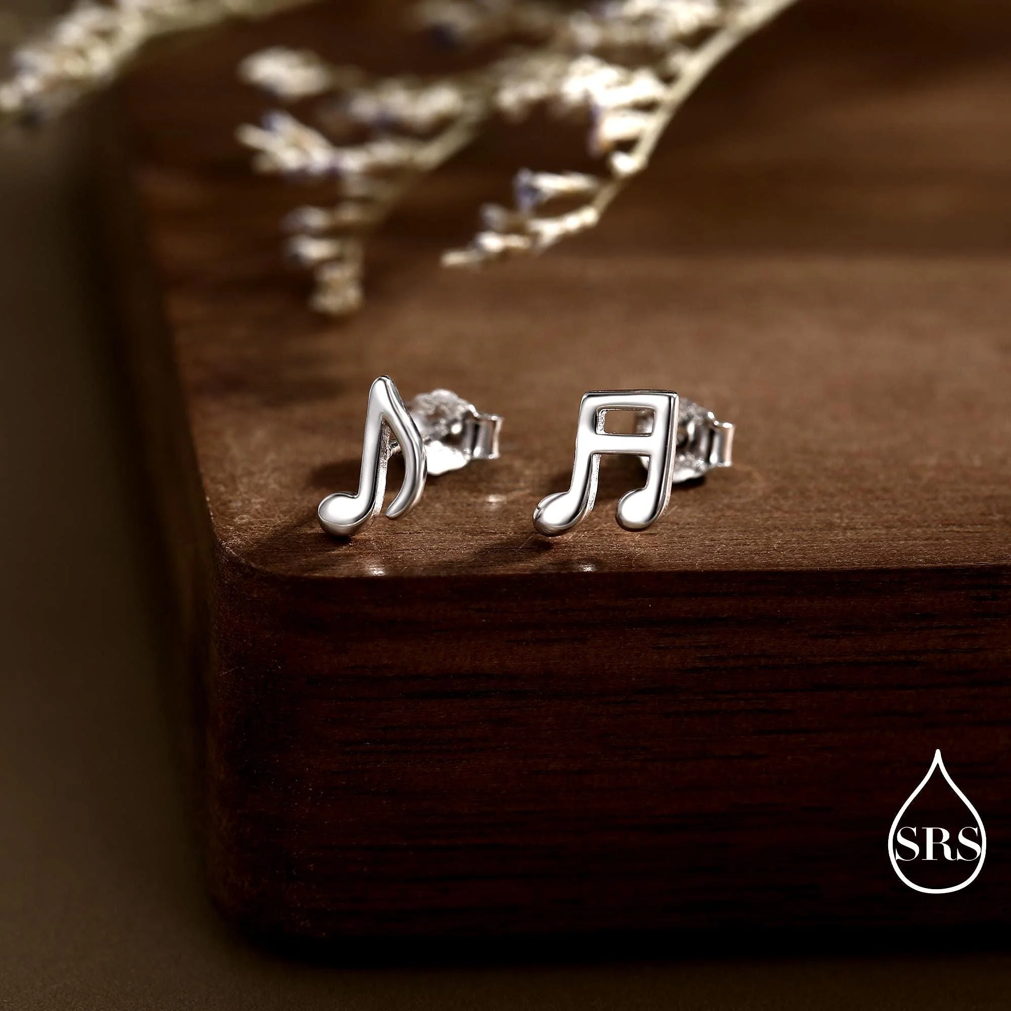 Mismatched Music Notes Stud Earrings in Sterling Silver, Music Symbol Stud Earrings, Cute Fun Earrings for Music Lover - Image 3