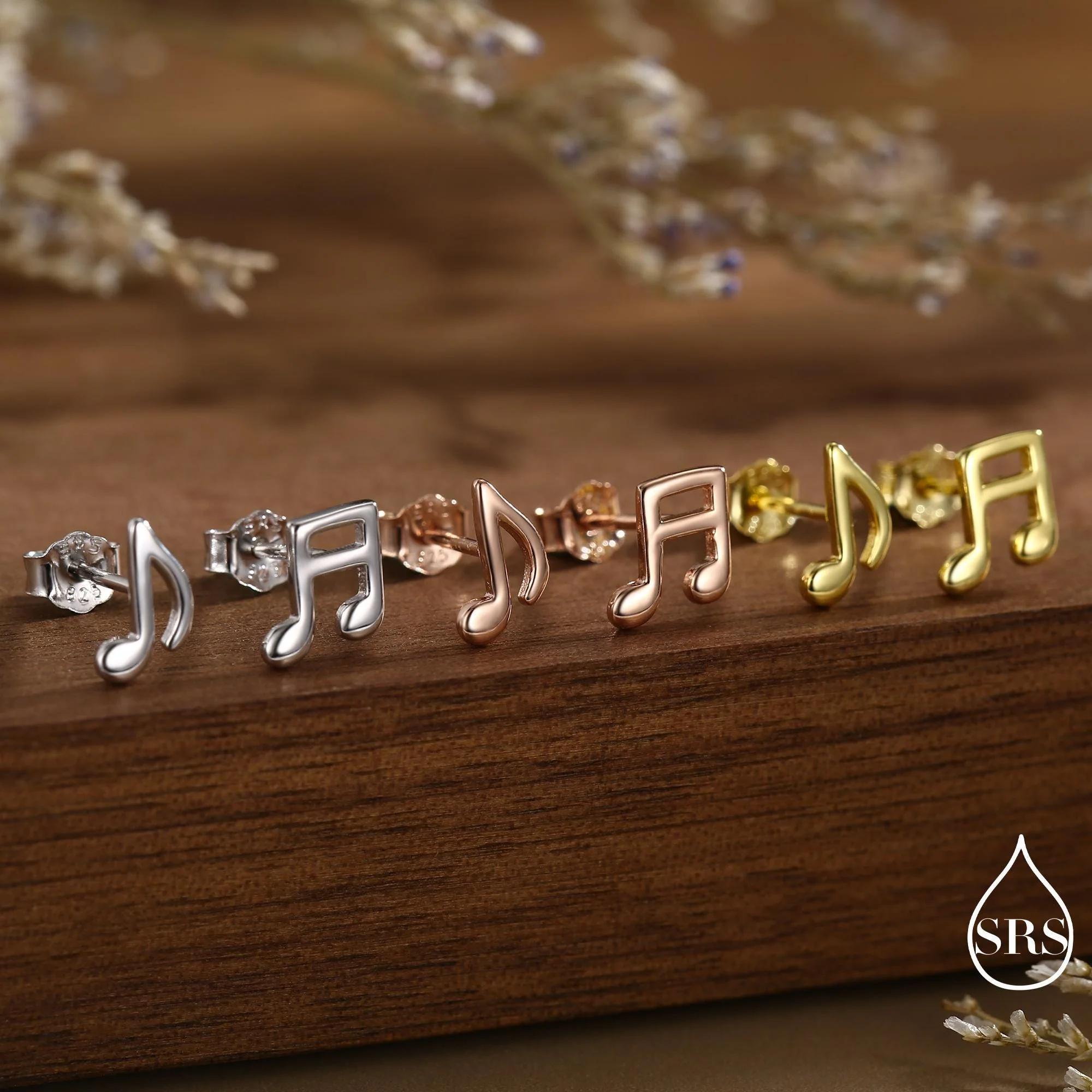 Mismatched Music Notes Stud Earrings in Sterling Silver, Music Symbol Stud Earrings, Cute Fun Earrings for Music Lover - Image 4