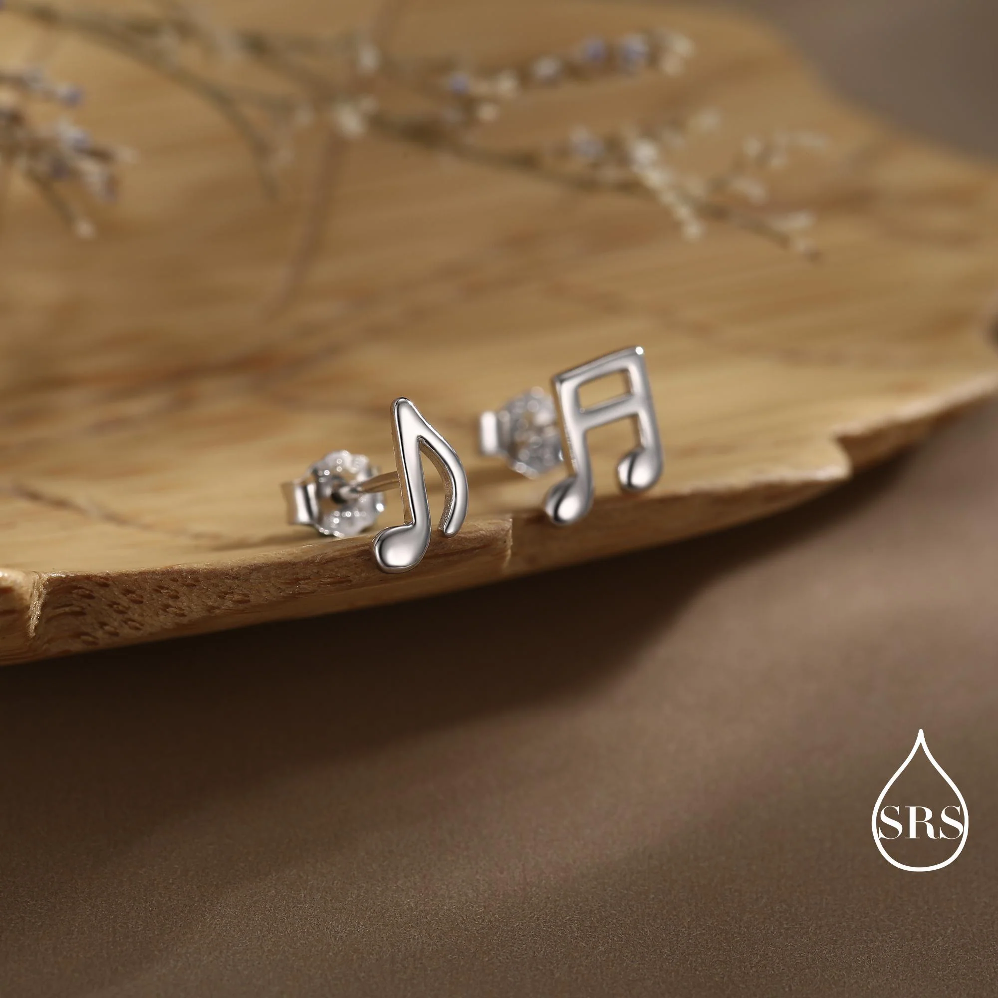 Mismatched Music Notes Stud Earrings in Sterling Silver, Music Symbol Stud Earrings, Cute Fun Earrings for Music Lover - Image 7