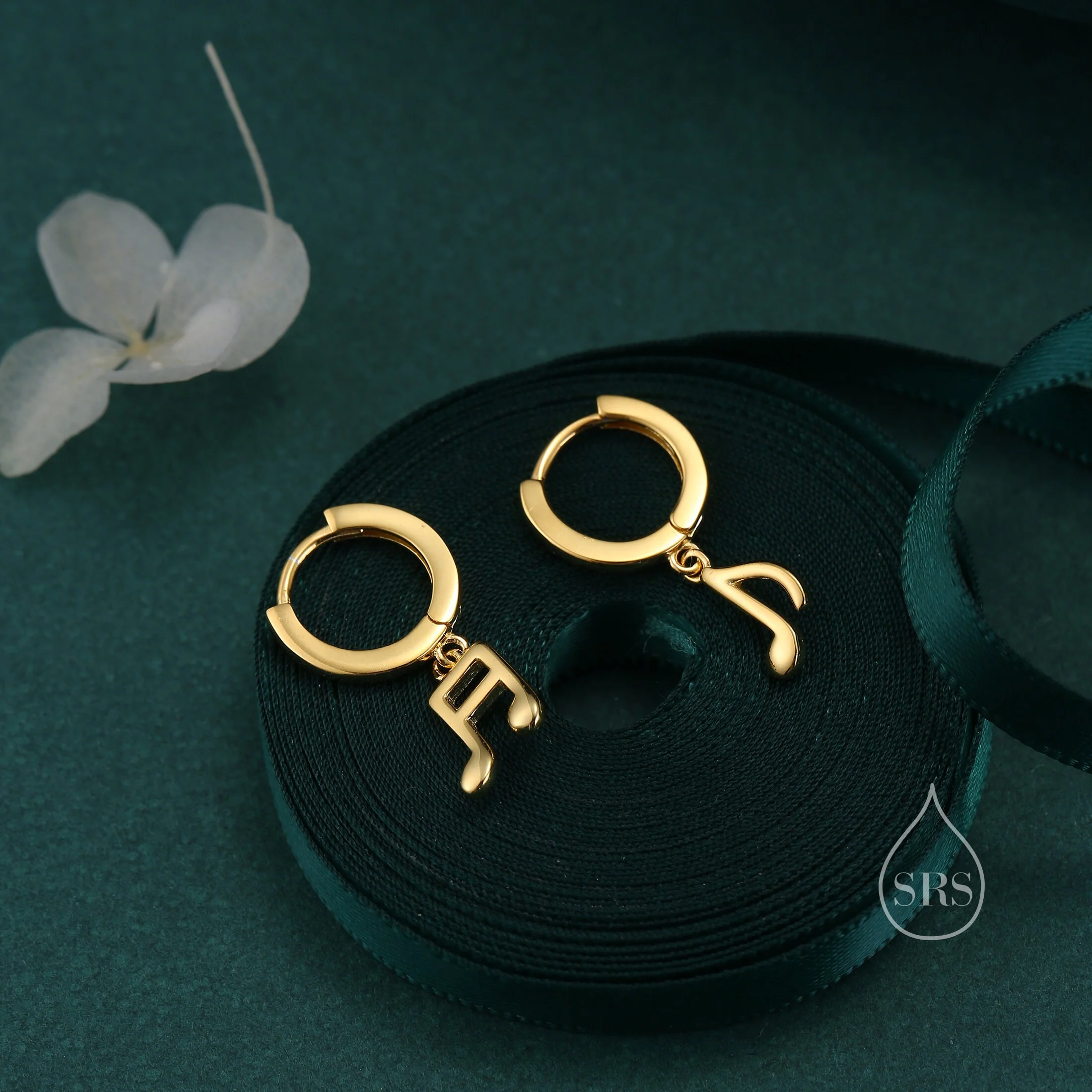 Mismatched Pair of Music Symbol Huggie Hoop Earrings in Sterling Silver, Silver, Gold or Rose Gold, Tiny Music Note Hoops - Image 7