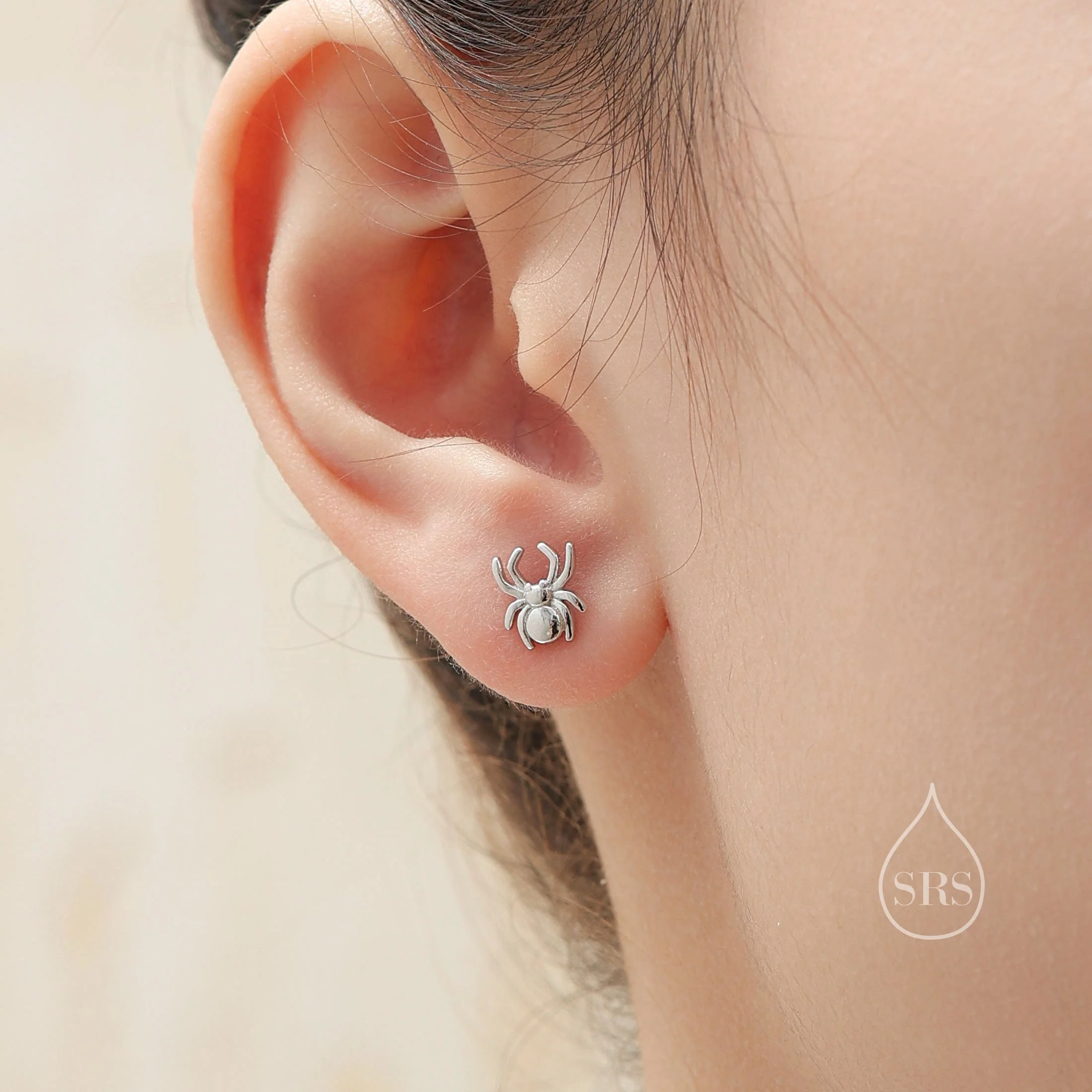 Mismatched Spider and Spider Web Stud Earrings in Sterling Silver, Silver or Gold, Nature Inspired, Insect Earrings - Image 5