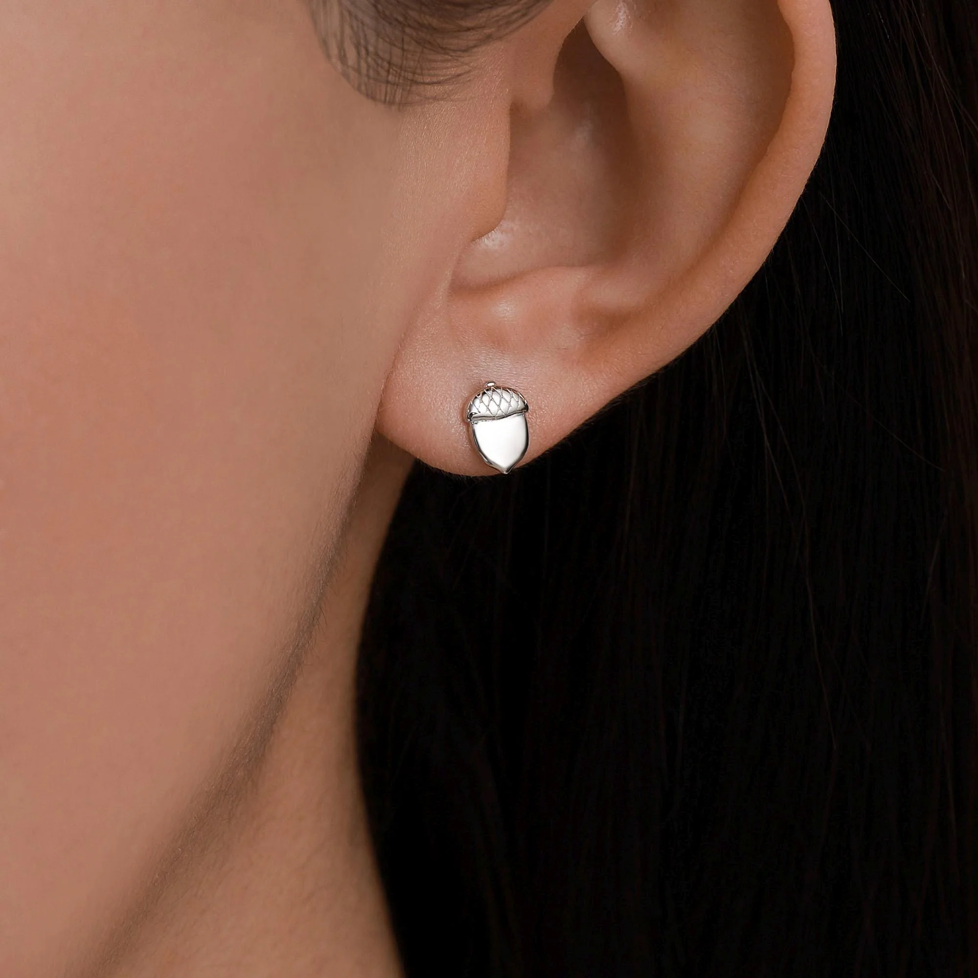 Mismatched Squirrel and Acorn Stud Earrings in Sterling Silver, Silver or Gold, Squirrel Earrings, Asymmetric Squirrel and Nut Earrings - Image 7