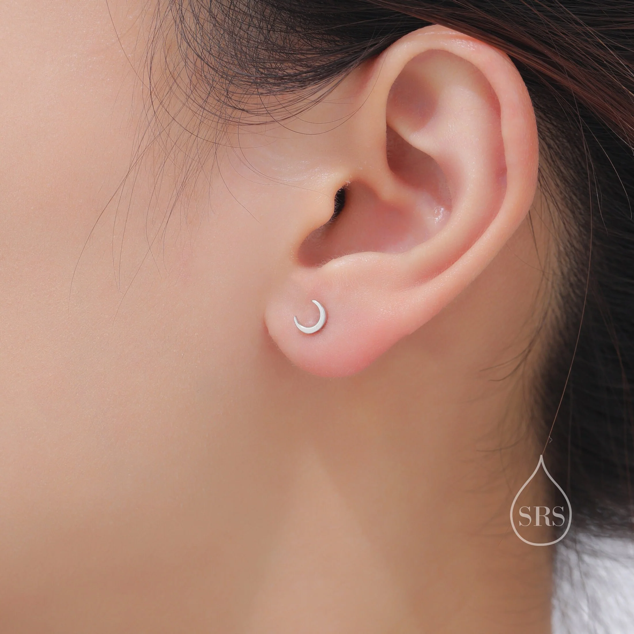Mismatched Starburst and Moon Stud Earrings in Sterling Silver, Minimalist, Silver or Gold or Rose Gold, Asymmetric Star and Moon Earrings - Image 7