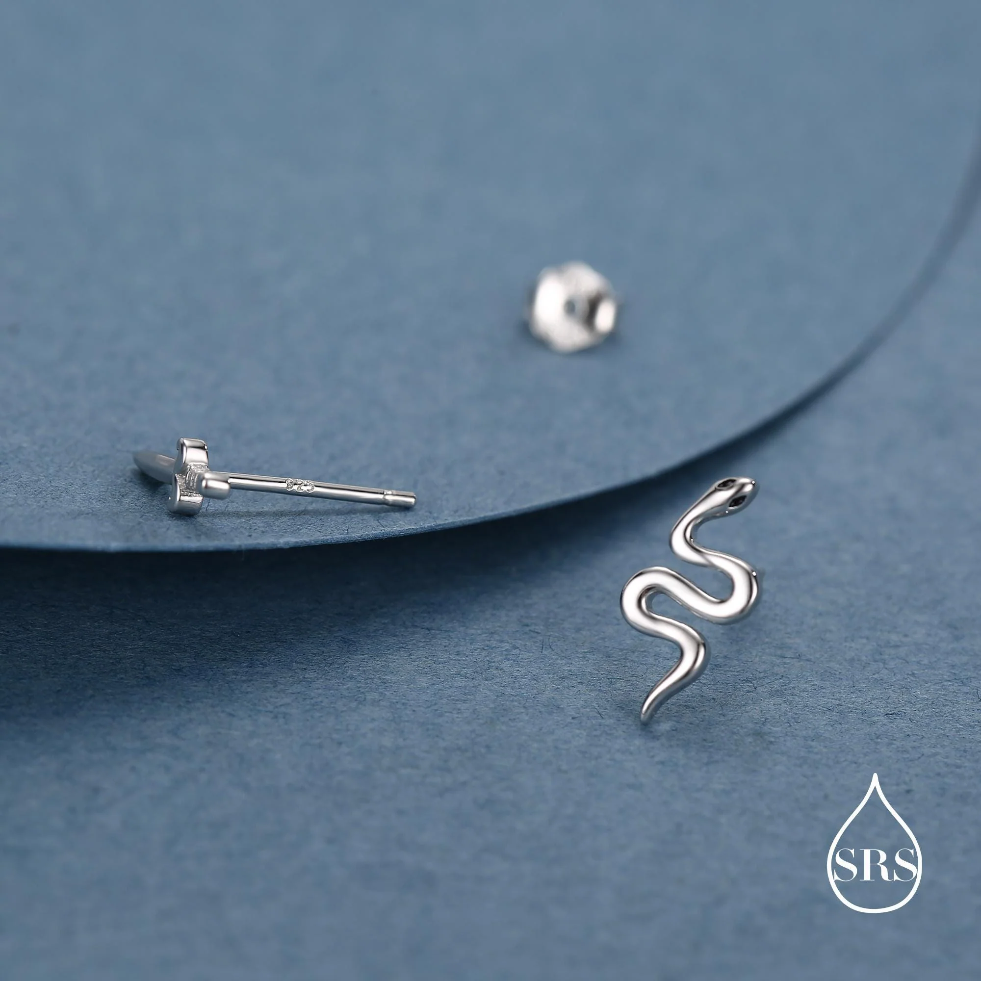 Mismatched Sword and Snake Stud Earrings in Sterling Silver, Silver or Gold Finish, Asymmetric Snake and Sword Earrings - Image 2