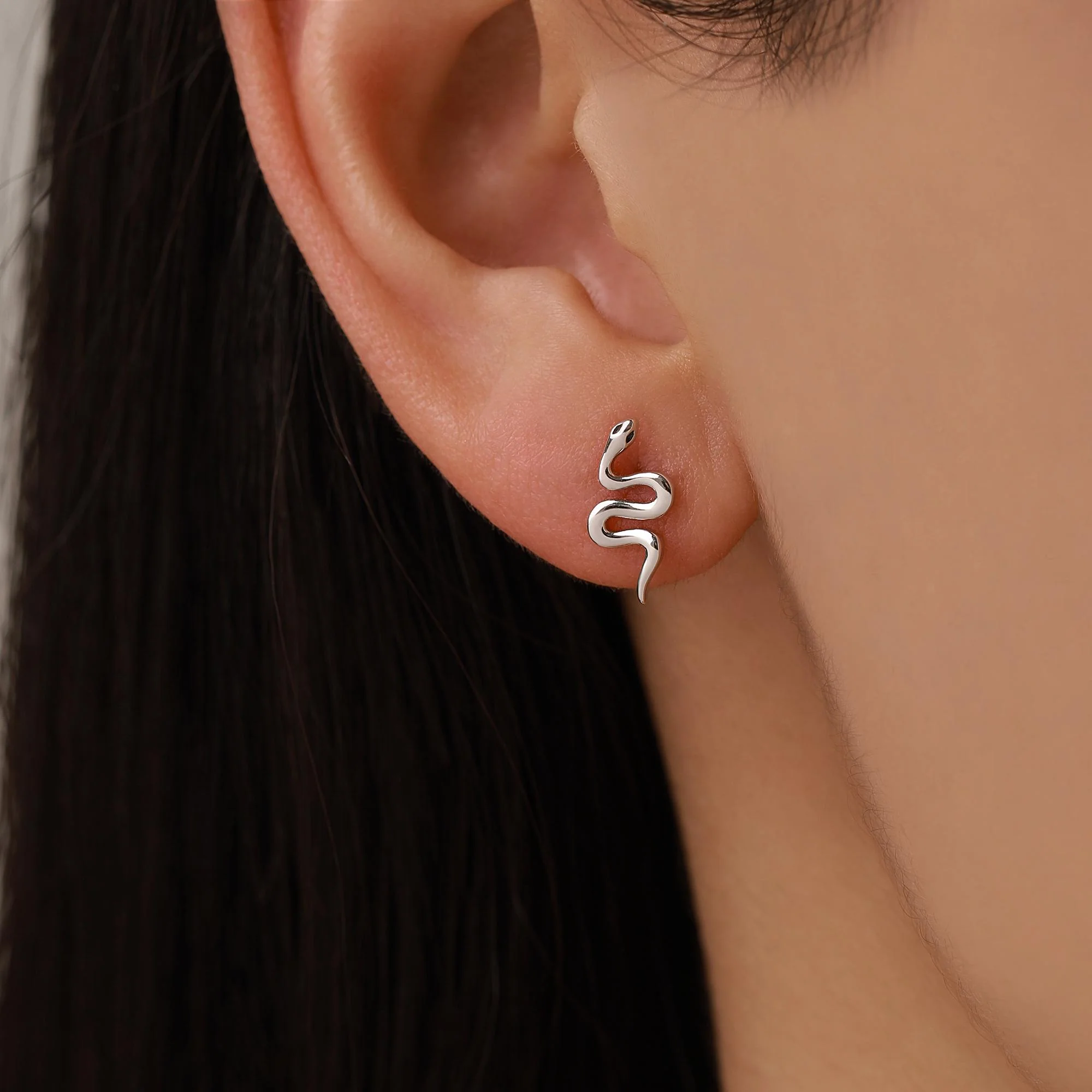 Mismatched Sword and Snake Stud Earrings in Sterling Silver, Silver or Gold Finish, Asymmetric Snake and Sword Earrings - Image 8
