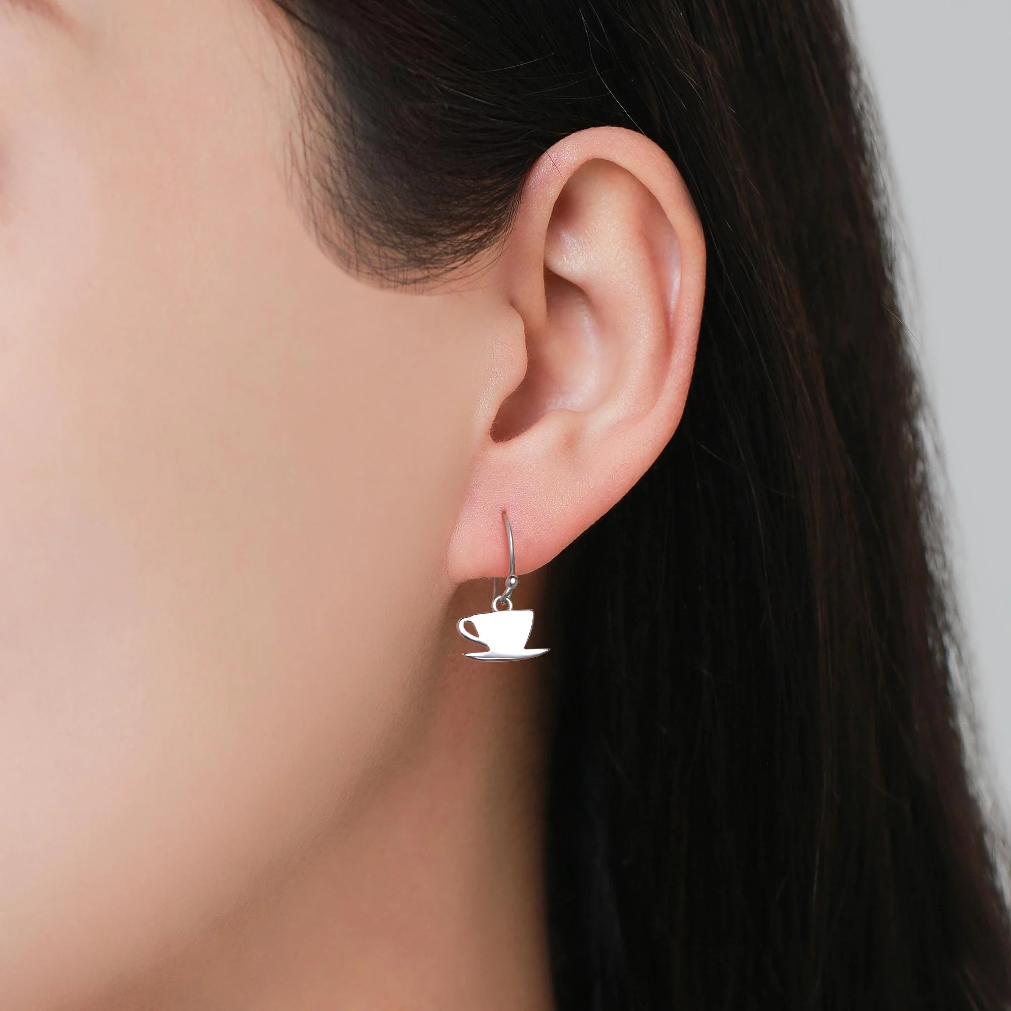 Mismatched Teapot and Tea Drop Hook Earrings in Sterling Silver, Silver or Gold or Rose Gold,  Asymmetric Teacup Earrings, - Image 7