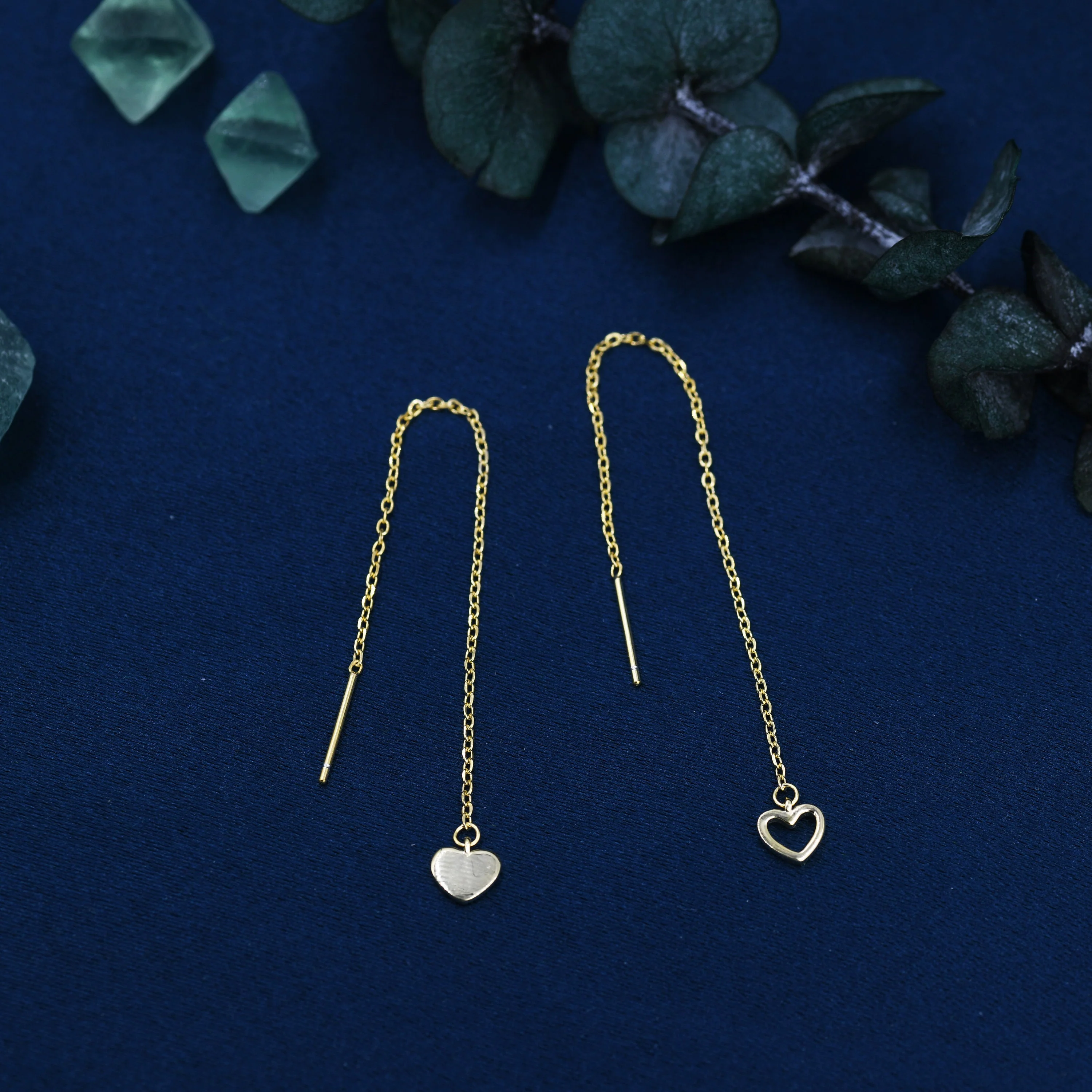 Mismatched Tiny Heart Threader Earrings in Sterling Silver, 9cm, Silver, Gold or Rose Gold, Heart Ear Threaders, Single or Double Piercing - Image 6