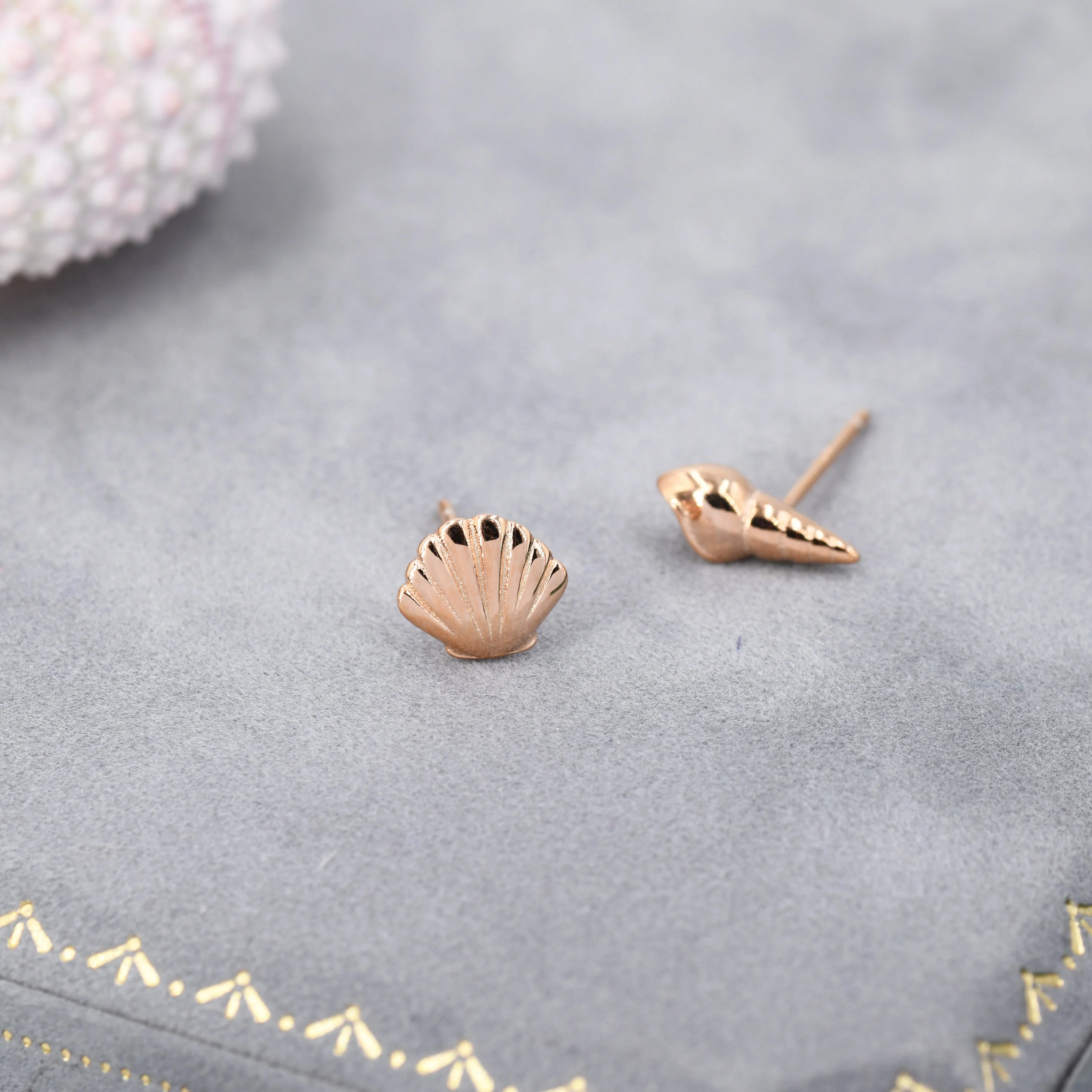 Mismatched Tiny Seashell Stud Earrings in Sterling Silver, Asymmetric Shell Earrings - Image 8